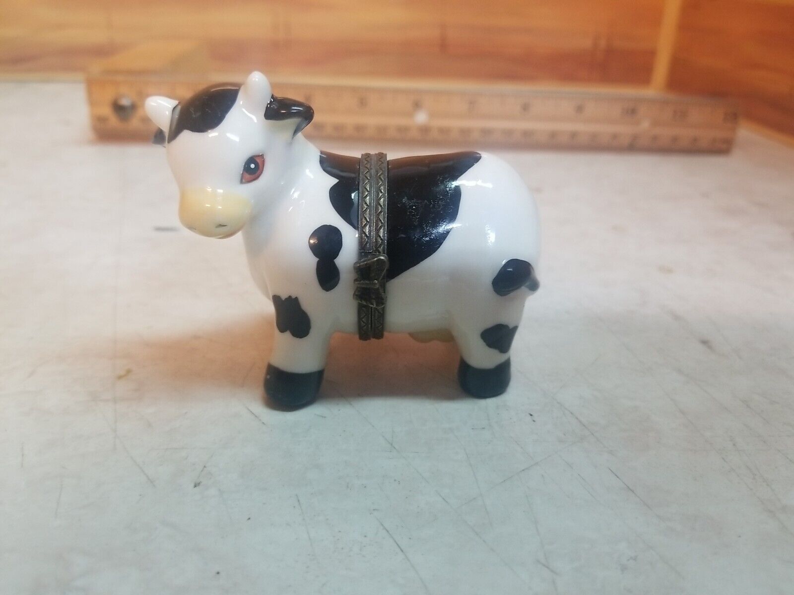 Vintage Holstein Cow Hinged Trinket Box