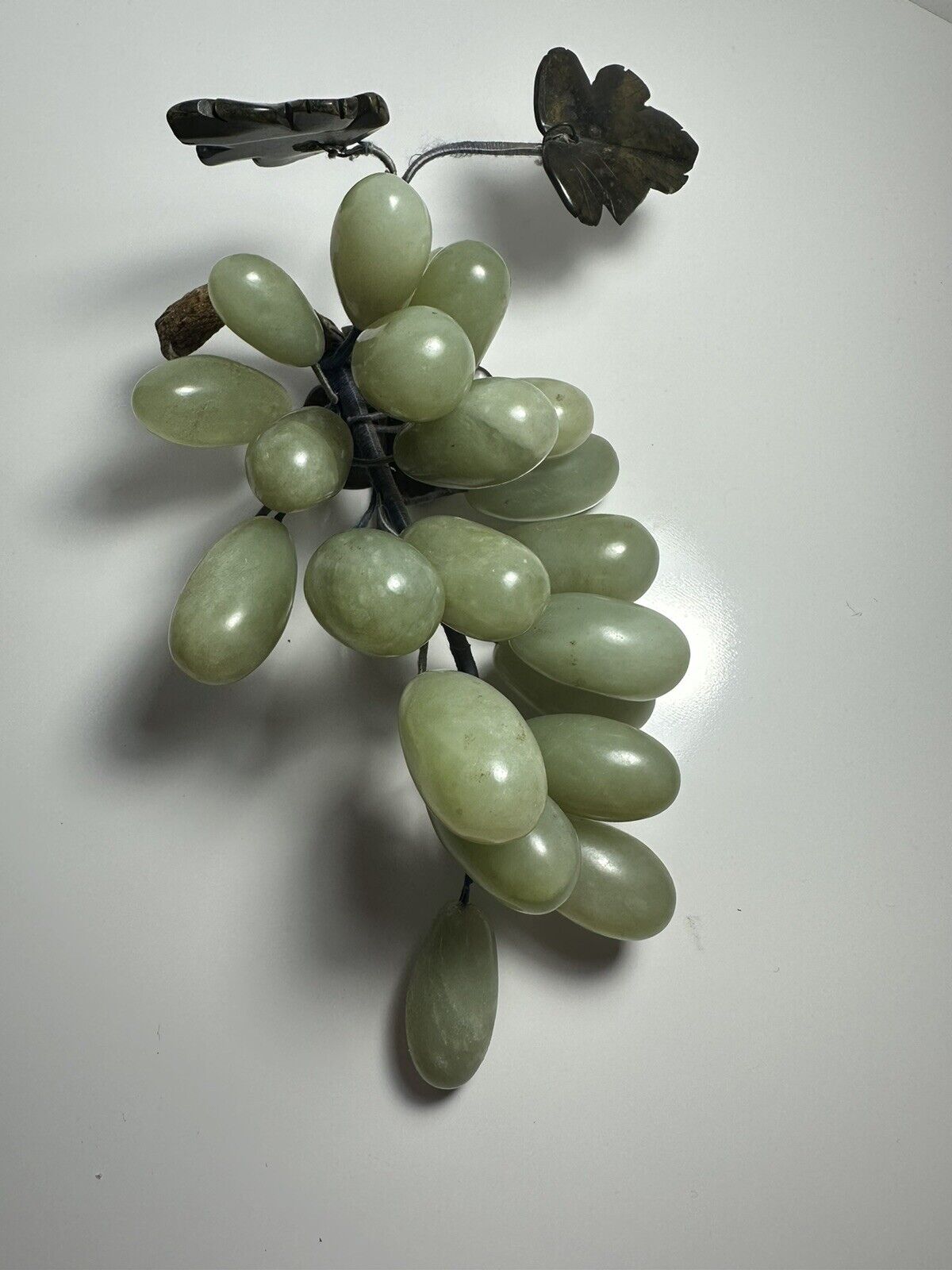 Green Grapes Stone With Leaves  8”  Realistic Vintage Unique MCM