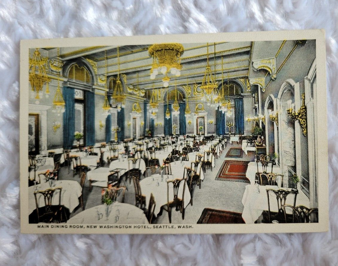 vintage postcard new washington hotel main dining room seattle