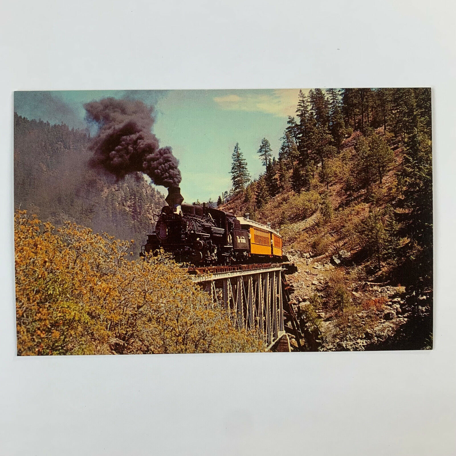 Postcard Railroad Train Denver Rio Grande Rockwood Bridge Silverton 1960s Chrome