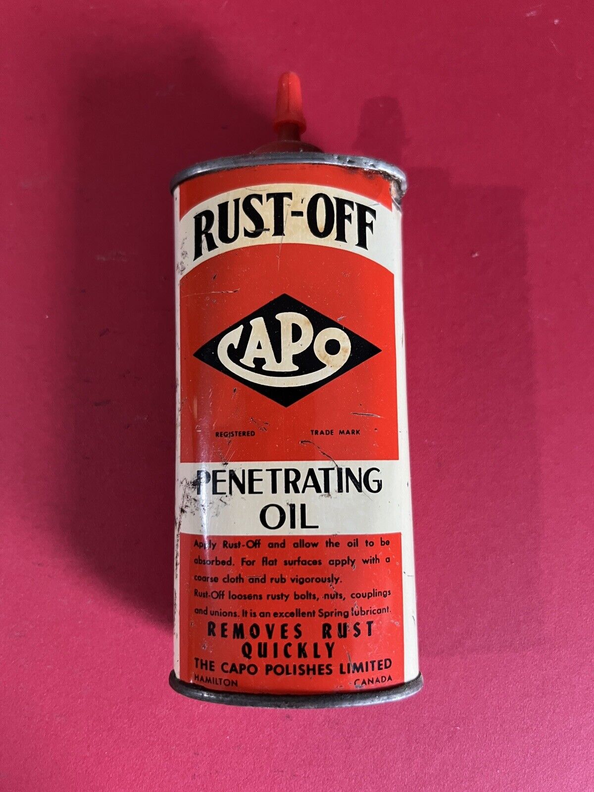 Vintage 1960\'S CAPO 4 OZ PENETRATING OIL CAN - VINTAGE CANADA HANDY OILER TIN