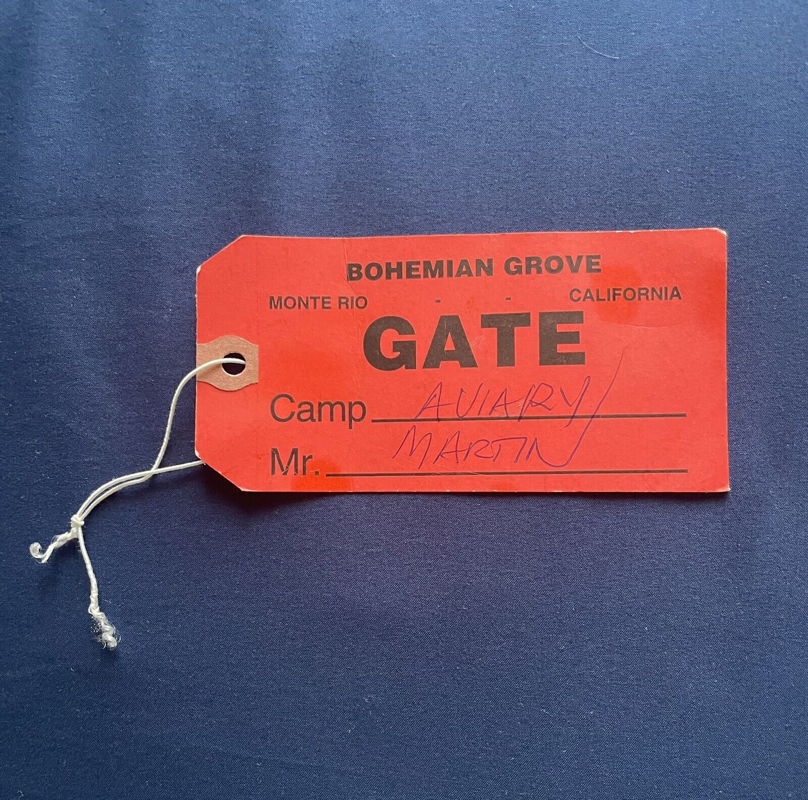 Ultra Rare Authentic 1970's BOHEMIAN GROVE  Gate Pass