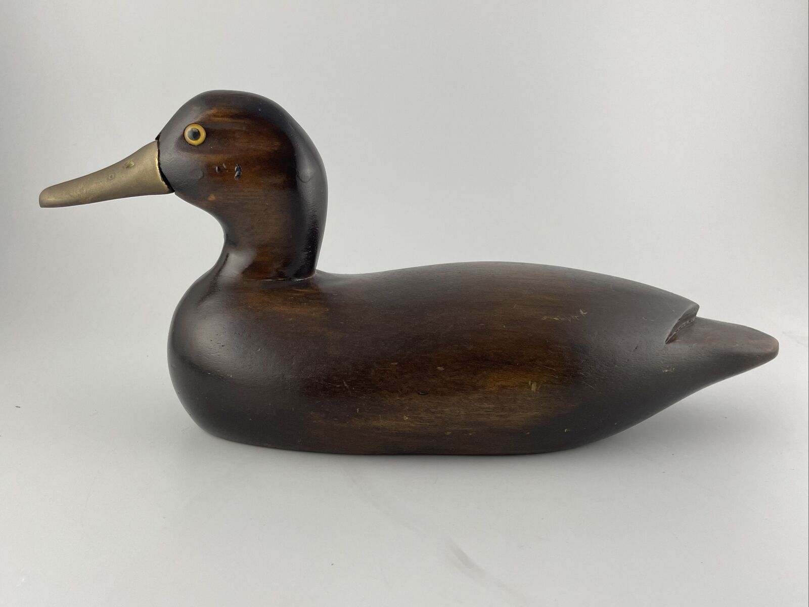 Price Products Carved Wooden Duck 12” Bronze Beak Glass Eye Decoy Bird Hunt