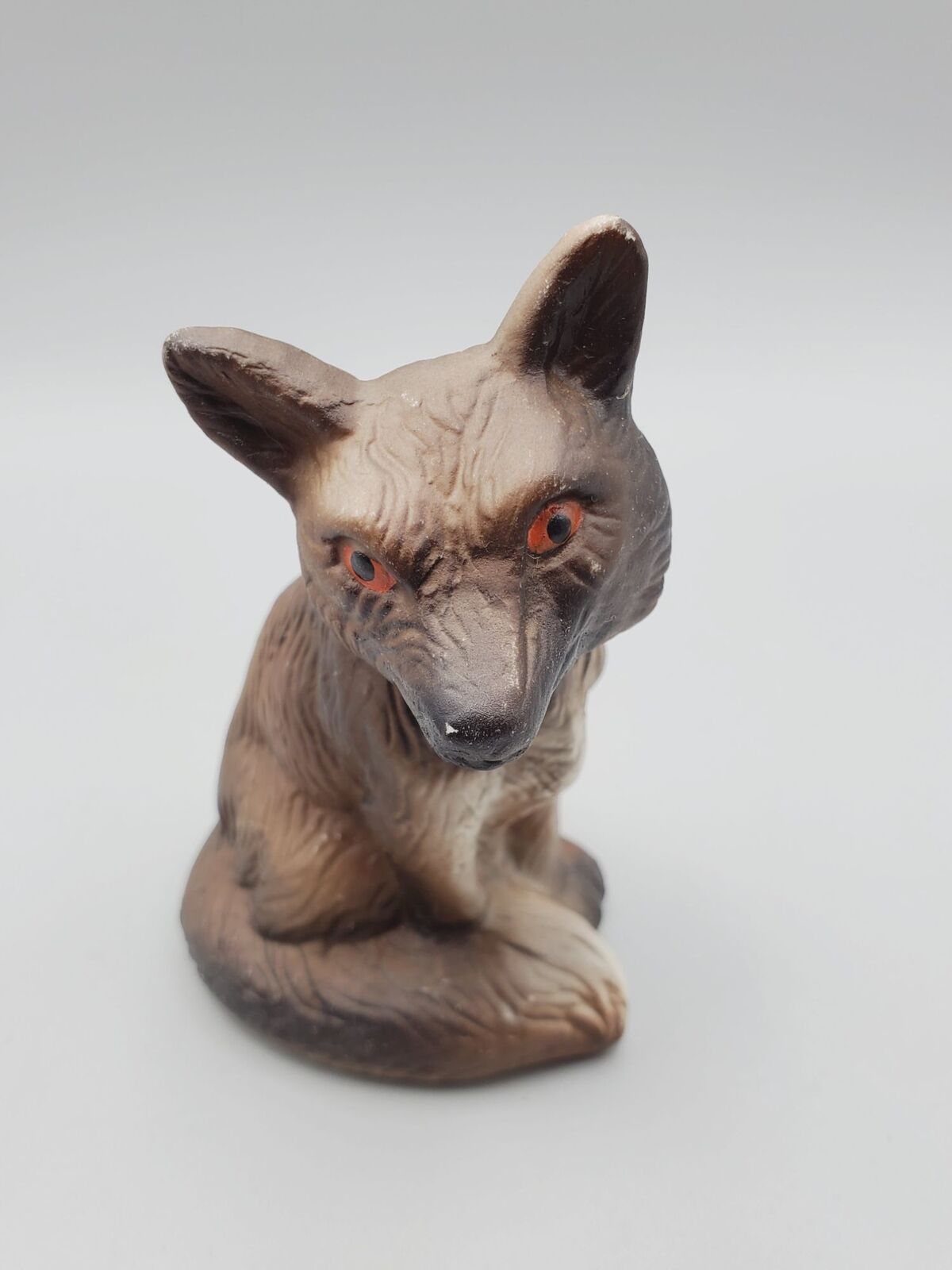 G.O.T ceramic Brown red/Orange eyes  Dog Fox wolf Vintage Figurine