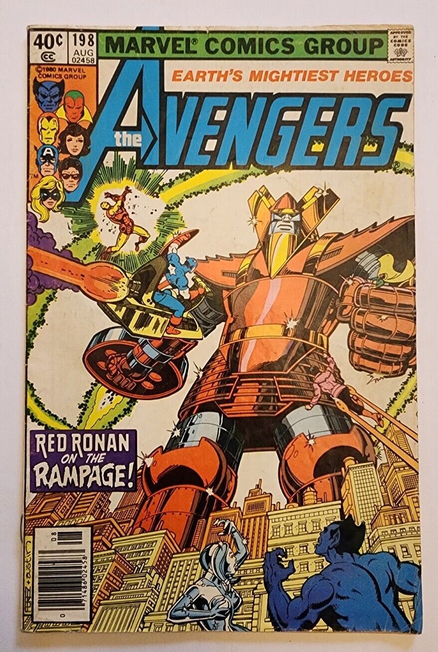 The AVENGERS #198 Red Ronan On The Rampage Iron Man Newsstand Marvel 1980 G/VG