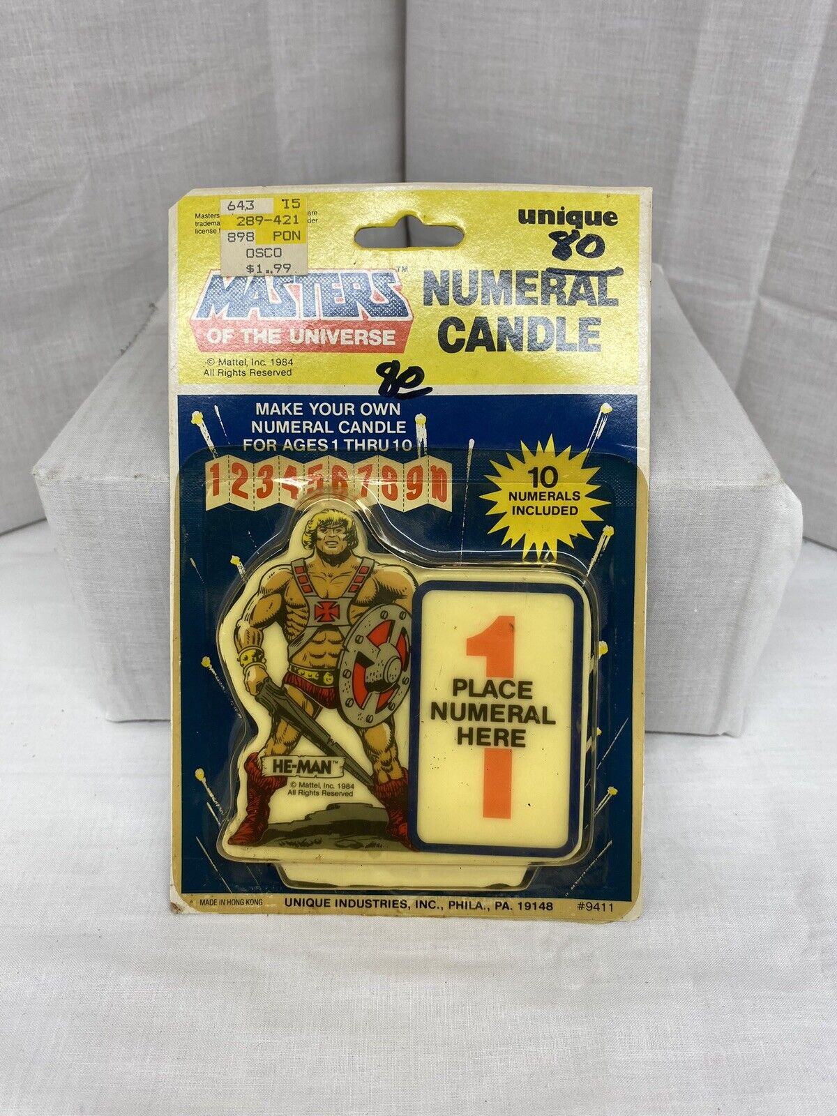 Vintage Motu He-man 1984 Mattel Nos New Numeral Birthday Candle.