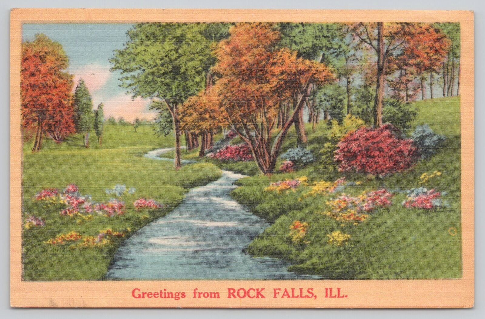 Postcard Greetings From Rock Falls Illinois Scenic NYCE Landscape Locals