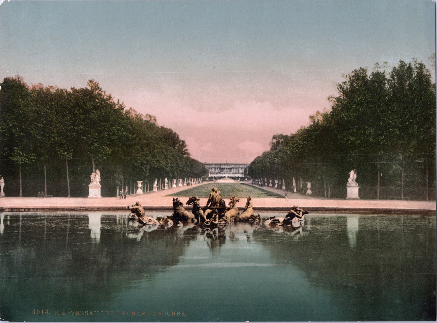 France, Paris. Versailles. The Mired Char.   vintage print photochromie, wine