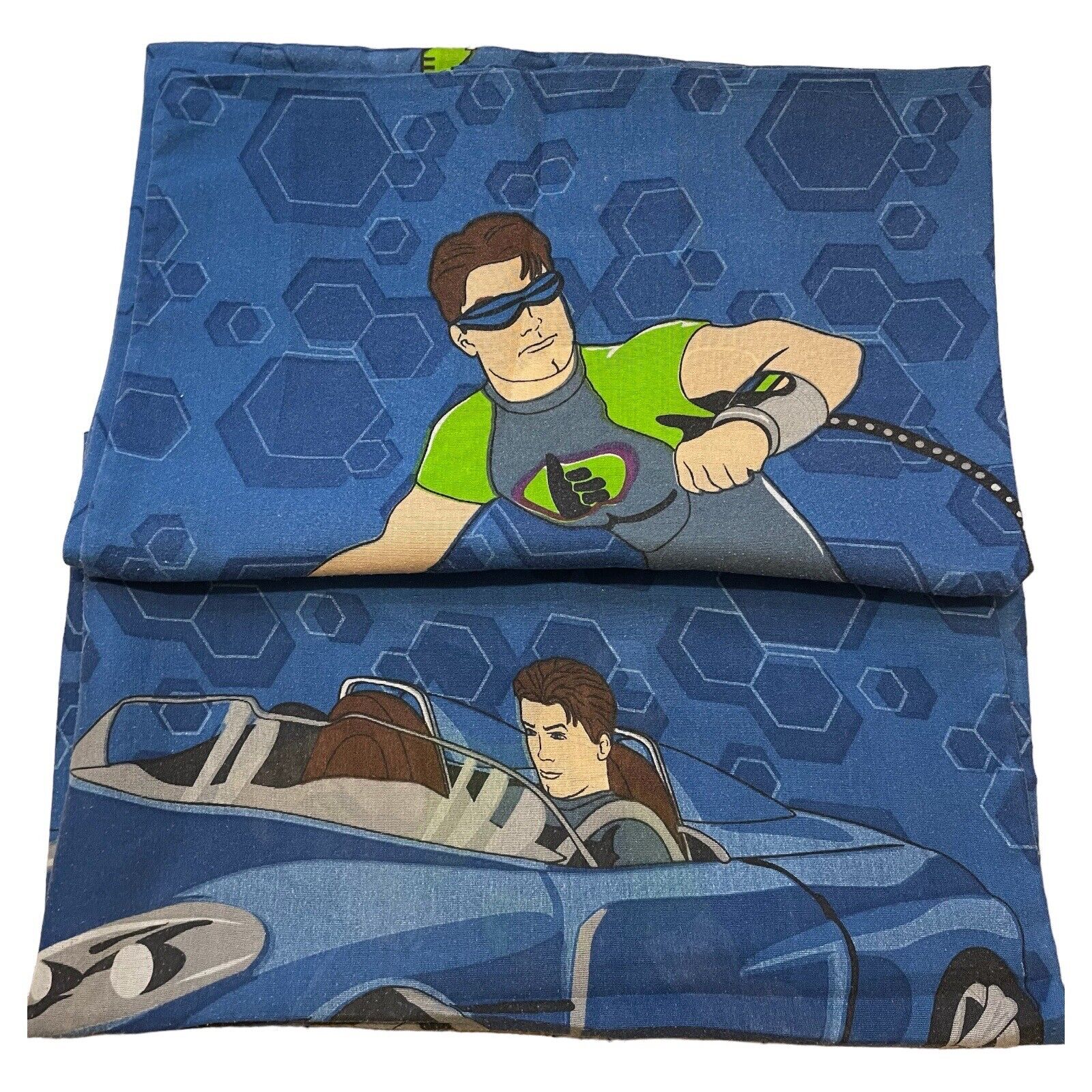 Vintage Max Steel Cartoon Character Race Car Pillow Case Cover Set (Fabric)