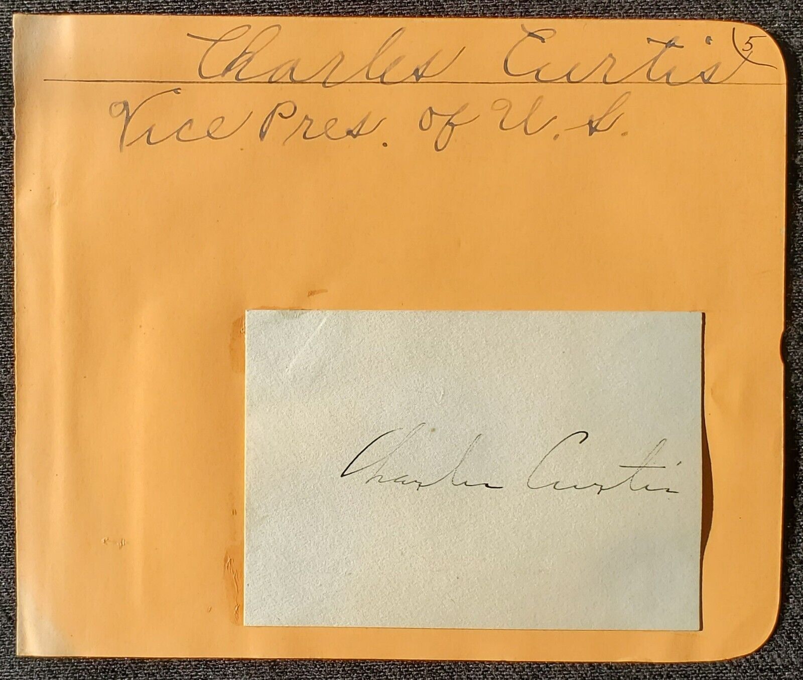 1920s US Vice President + Senator Charles Curtis Autograph Card