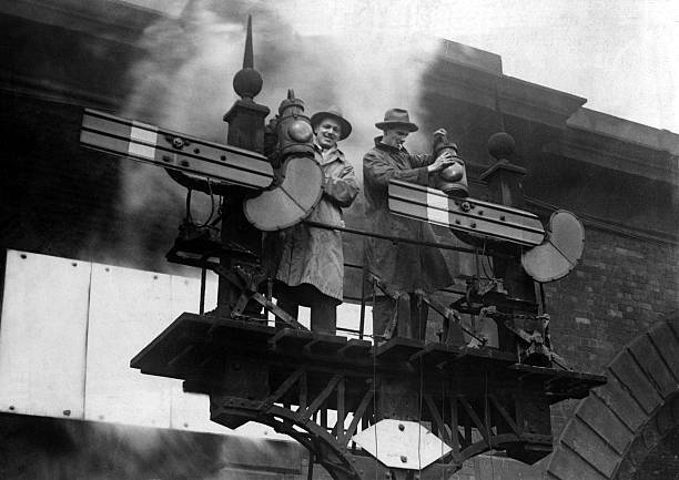 Volunteer signalmen inspecting the signals 1926 Old Photo