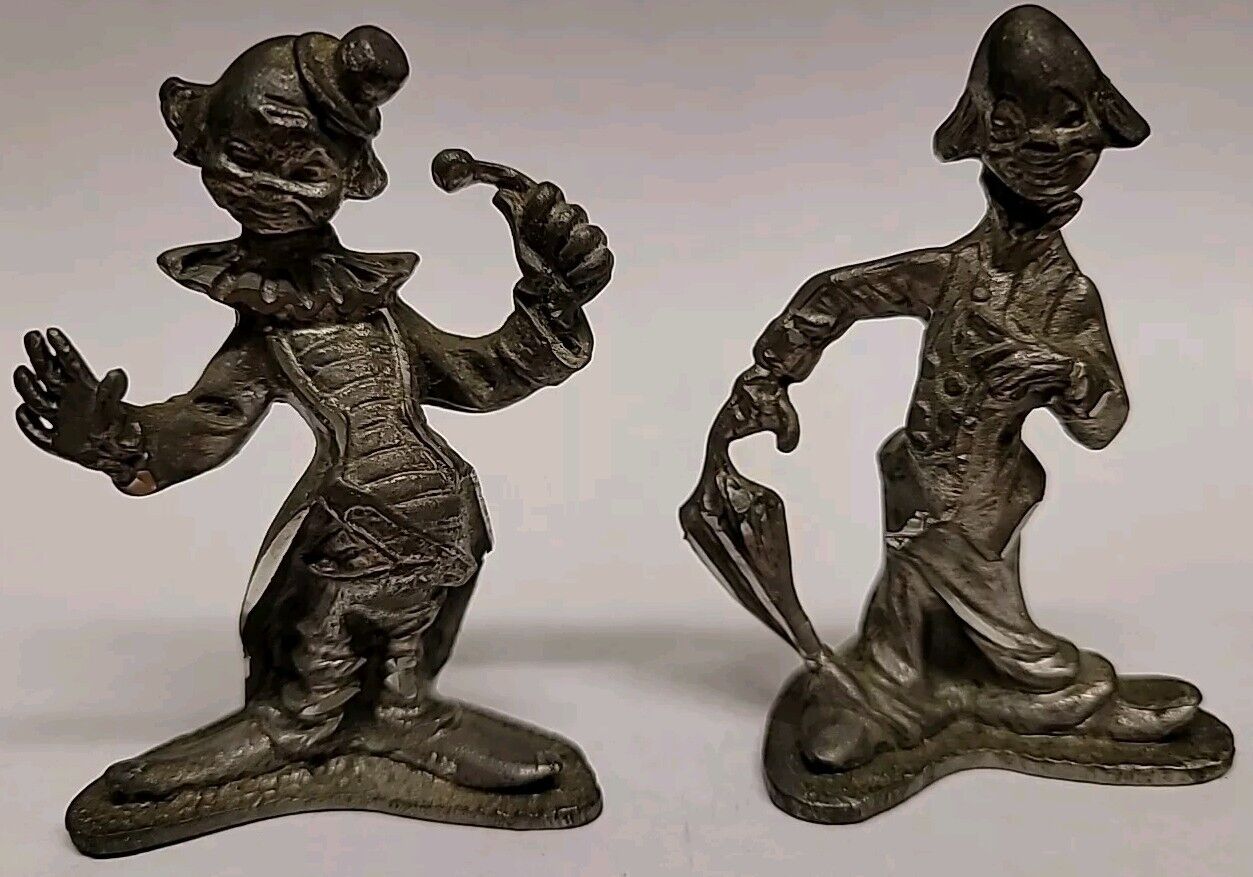 2 -  Vintage Pewter Clowns - Made In ITALY 
