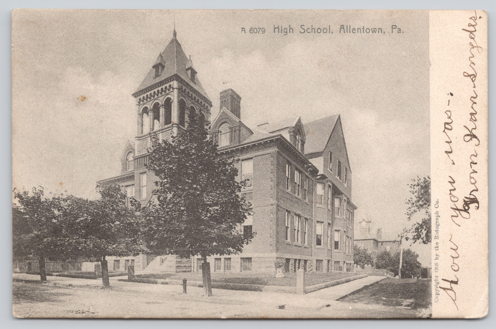 Postcard Allentown, Pennsylvania, 1907, High School, Rotograph, UB A876