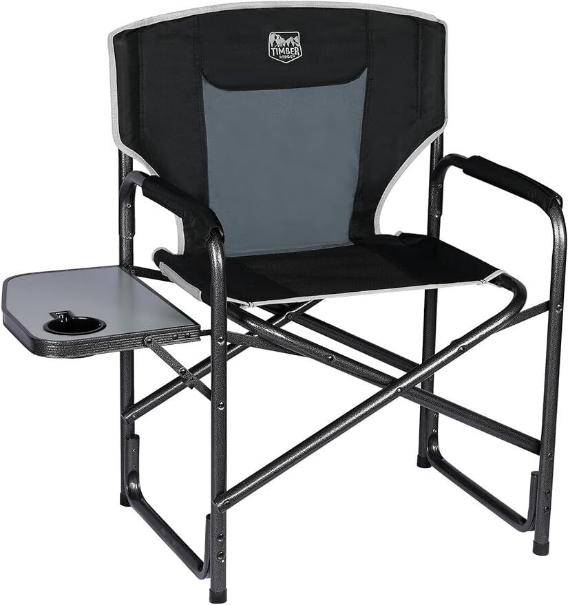 Lightweight Oversized Camping Chair, Portable Aluminum Directors Chair - Black