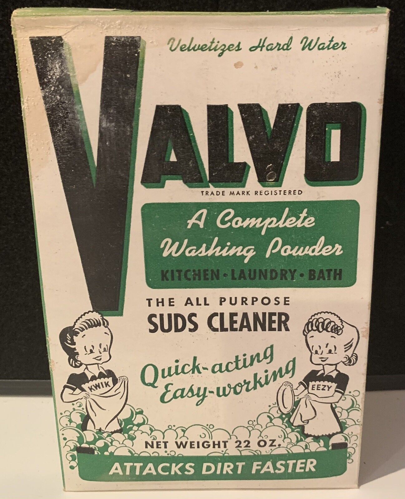 Vintage Valvo Washing Powder 22 oz Kitchen Laundry Bath Koch Chemical Co NOS