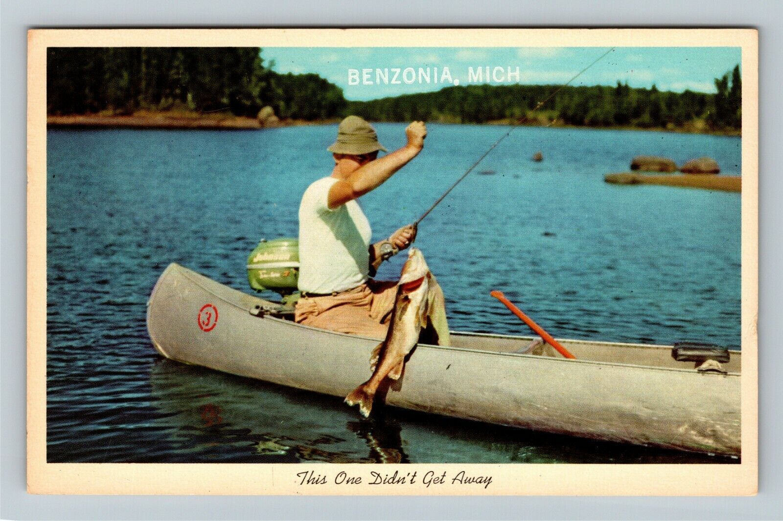 Benzonia MI-Michigan, Fisherman, Vintage Postcard