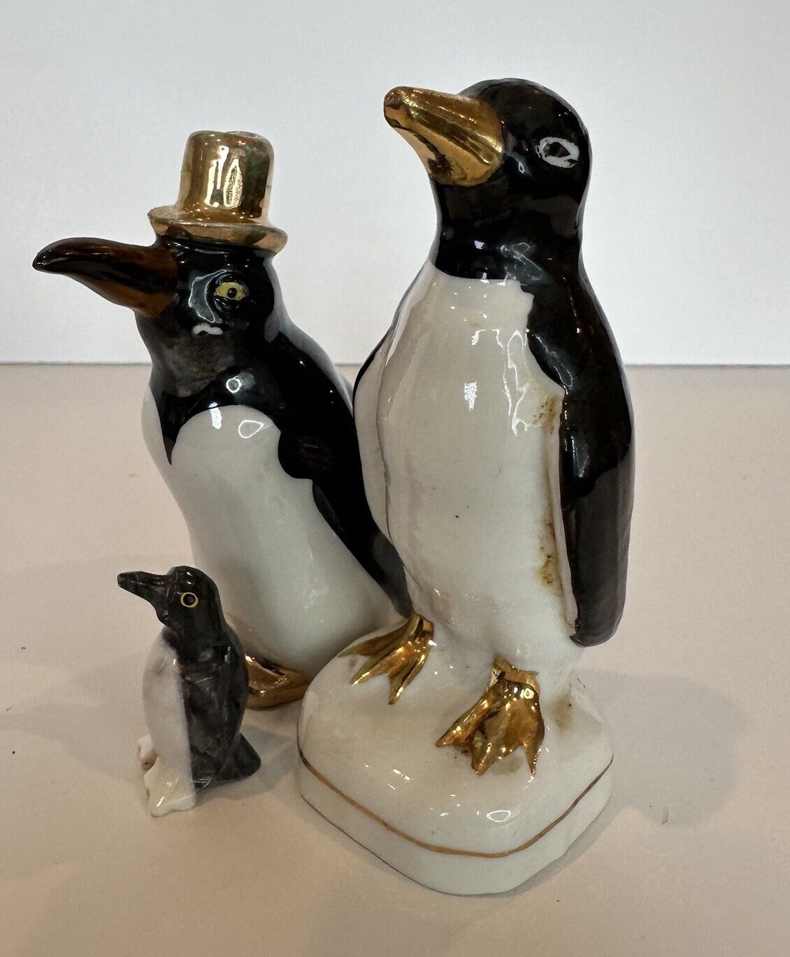 Set Of 3 Vintage Porcelain Ceramic Penguin Figurines