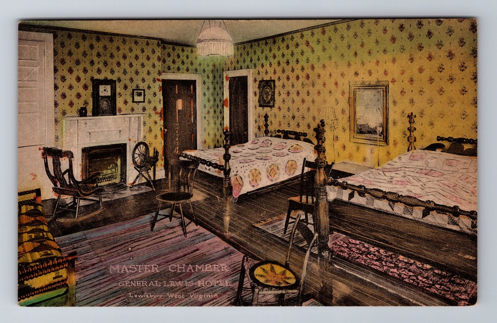Lewisburg WV-West Virginia, General Lewis Hotel Master Chamber, Vintage Postcard