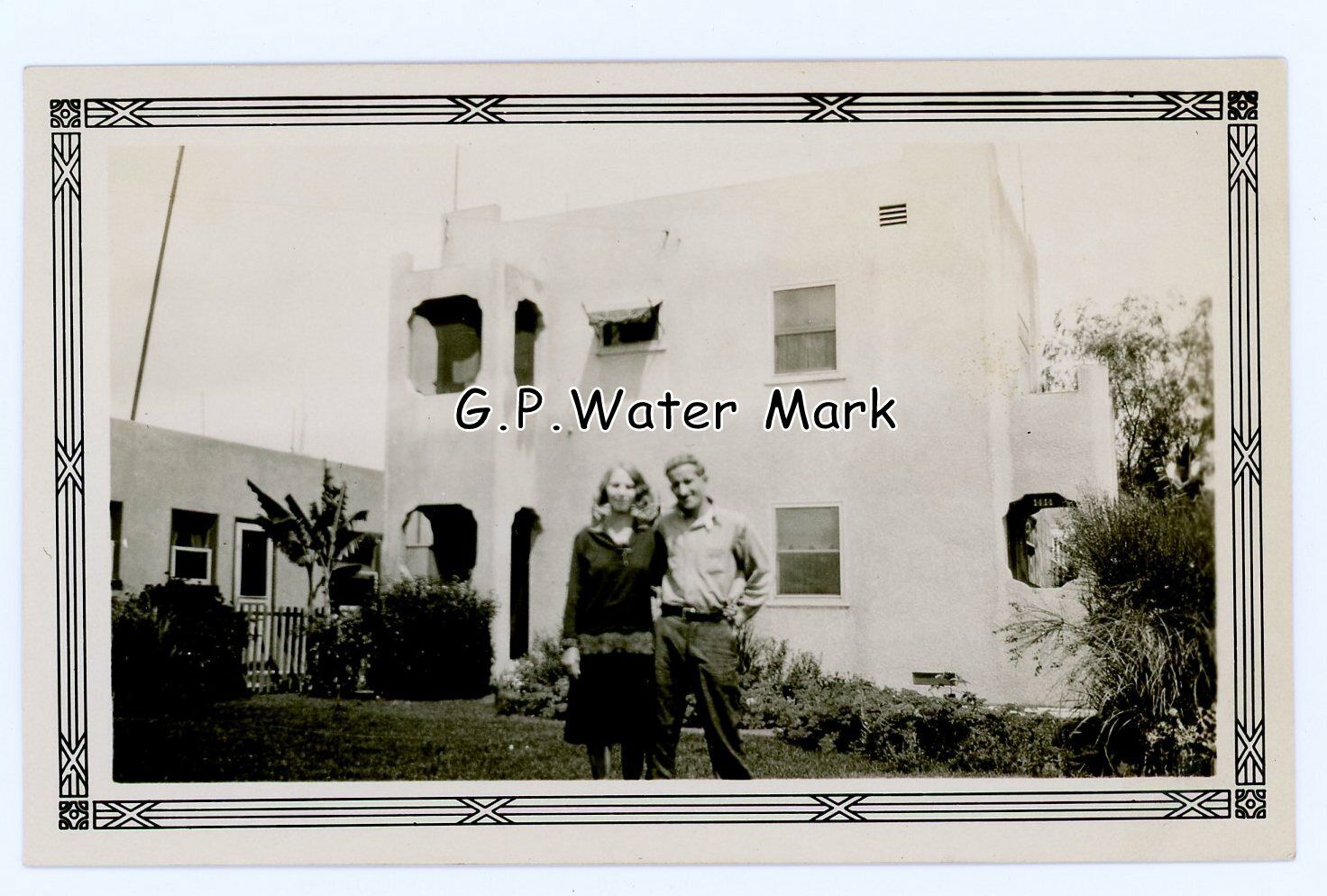 1931 Couple Posing in front of Apartment House Riverside California Photograph