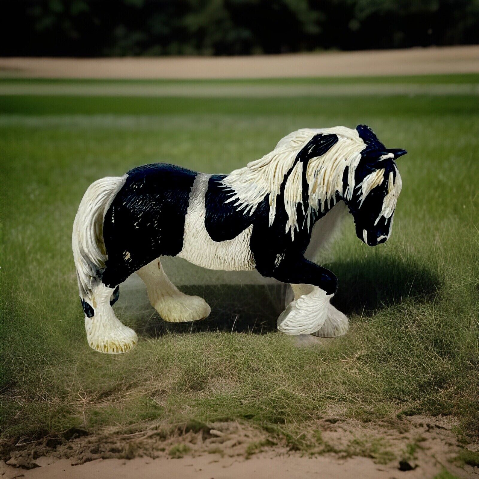 Schleich Germany 2003 Tinker Mare Horse Black White Prancing Clydesdale RETIRED