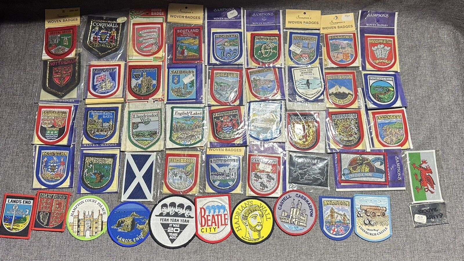 A Lot Of 46 Woven Badges Mixed Brands Sampson’s The Beetles Australian Vintage