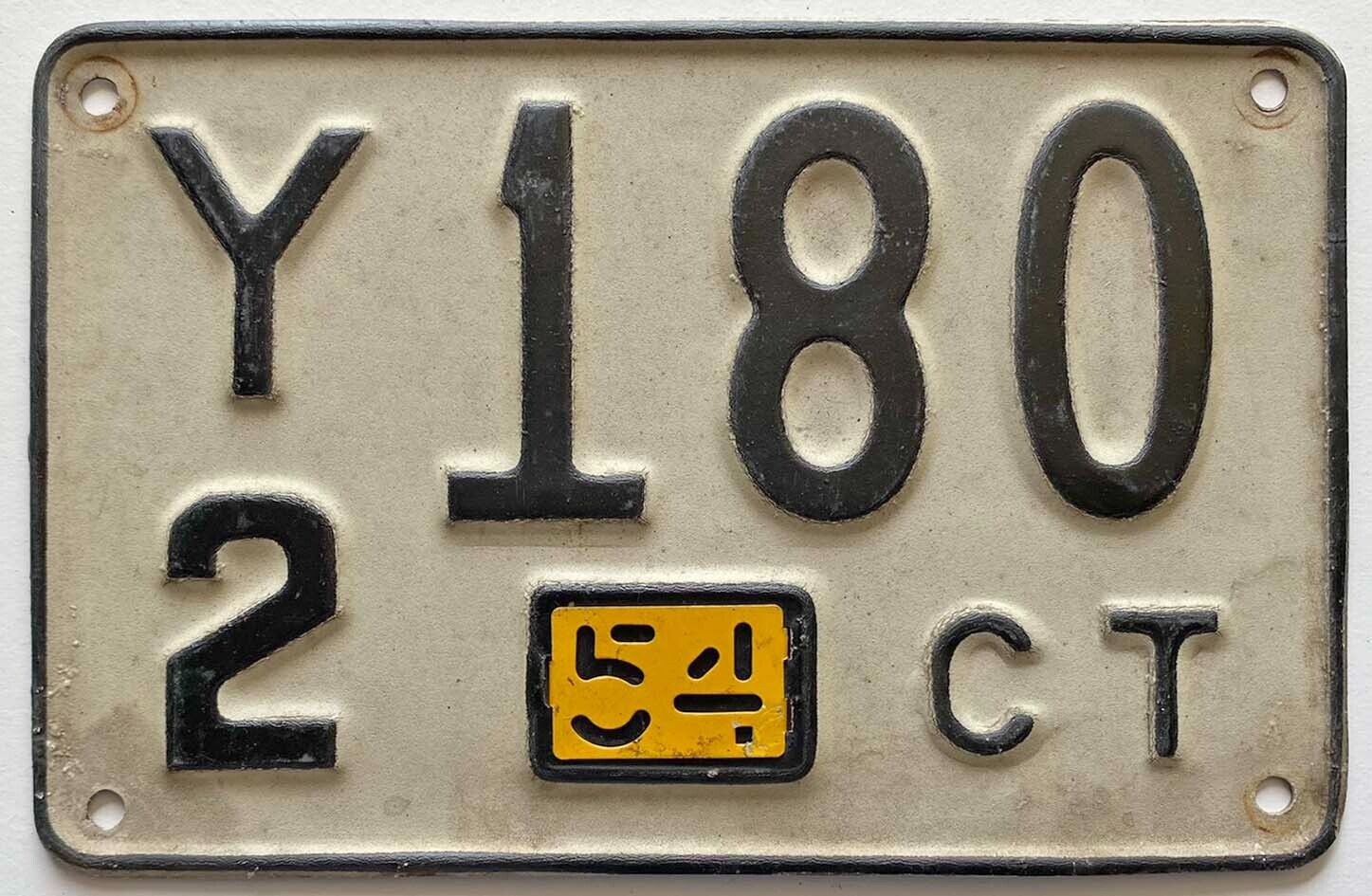 Connecticut 1954 License Plate Y2 180 Original Paint