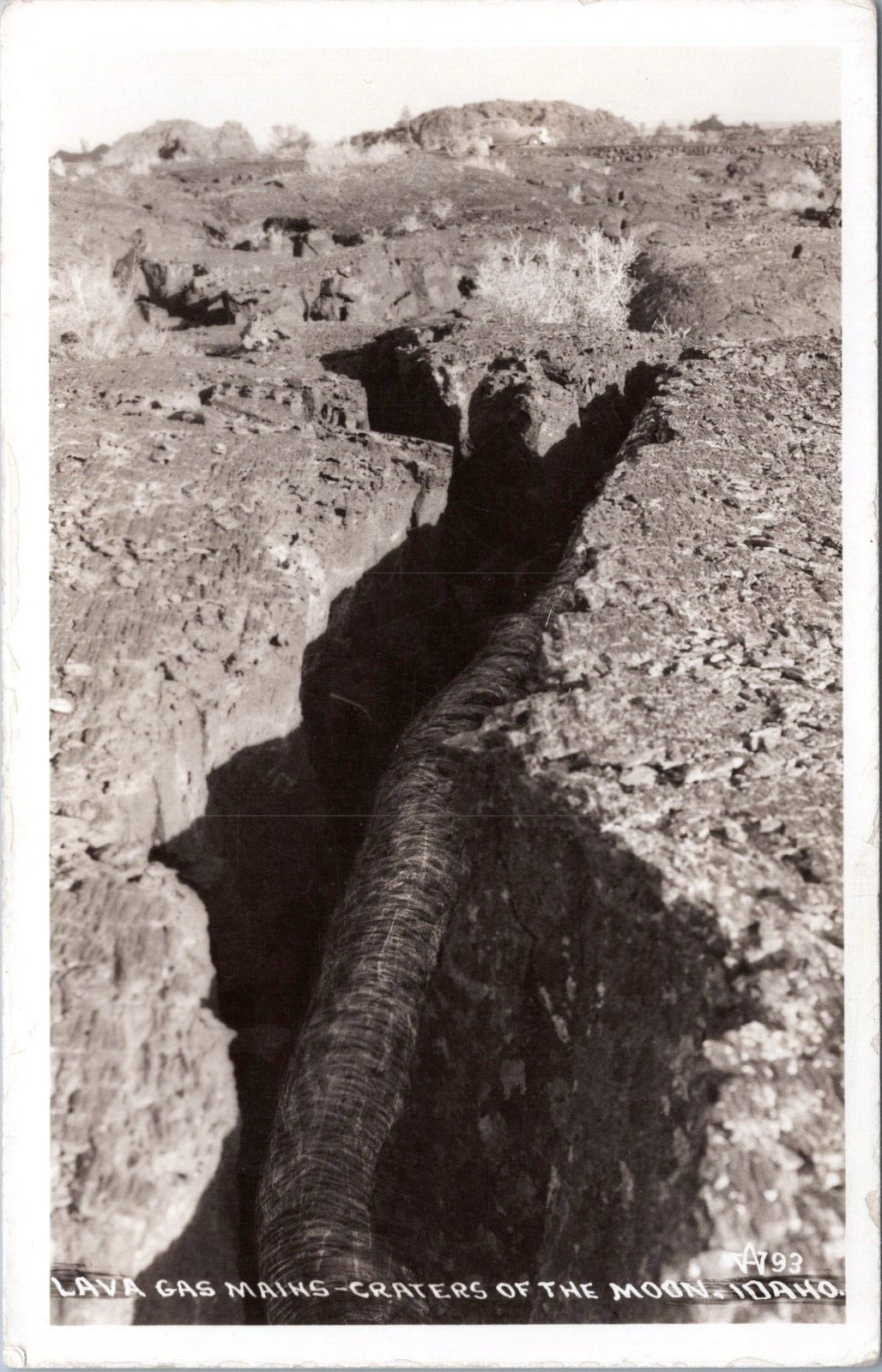RPPC Lava Gas Mains, Craters of the Moon, Idaho- Photo Postcard c1930