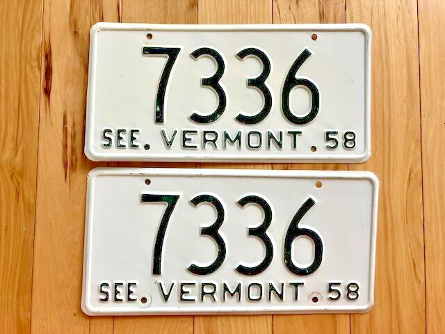 Pair of 1958 Vermont License Plates