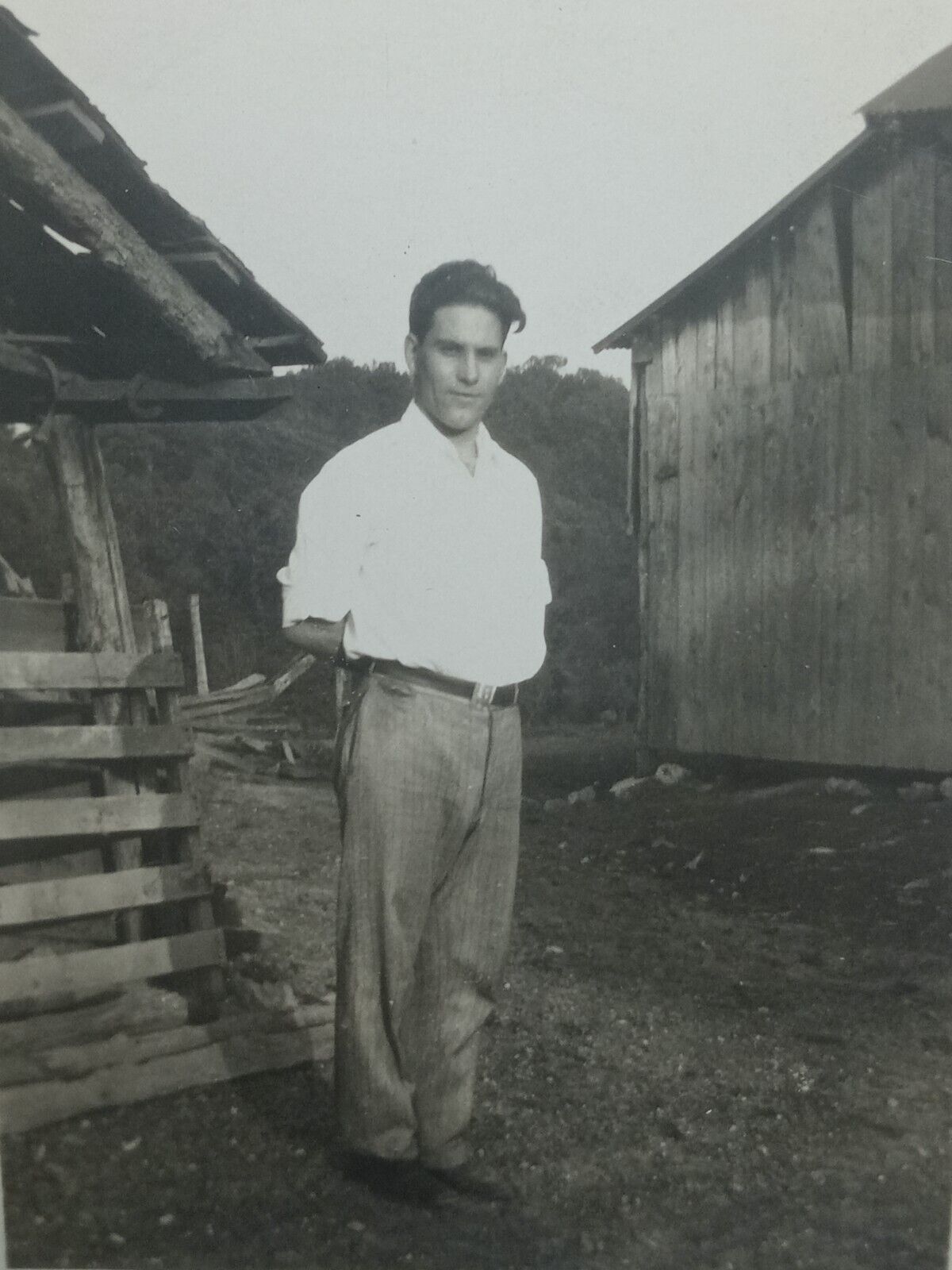 c1930s Handsome Farmer Gault Stables Farm Home Vintage Photograph 40\'s