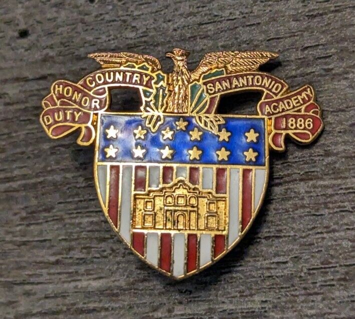 San Antonio Academy 1886 Texas Boys Private School Country Honor Duty Lapel Pin