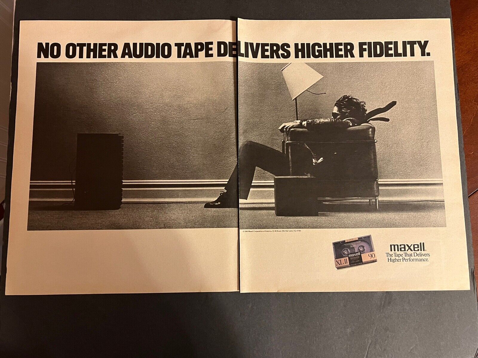 Vtg 1990s 2 page Iconic Maxell High Fidelity Ad, Blown Away