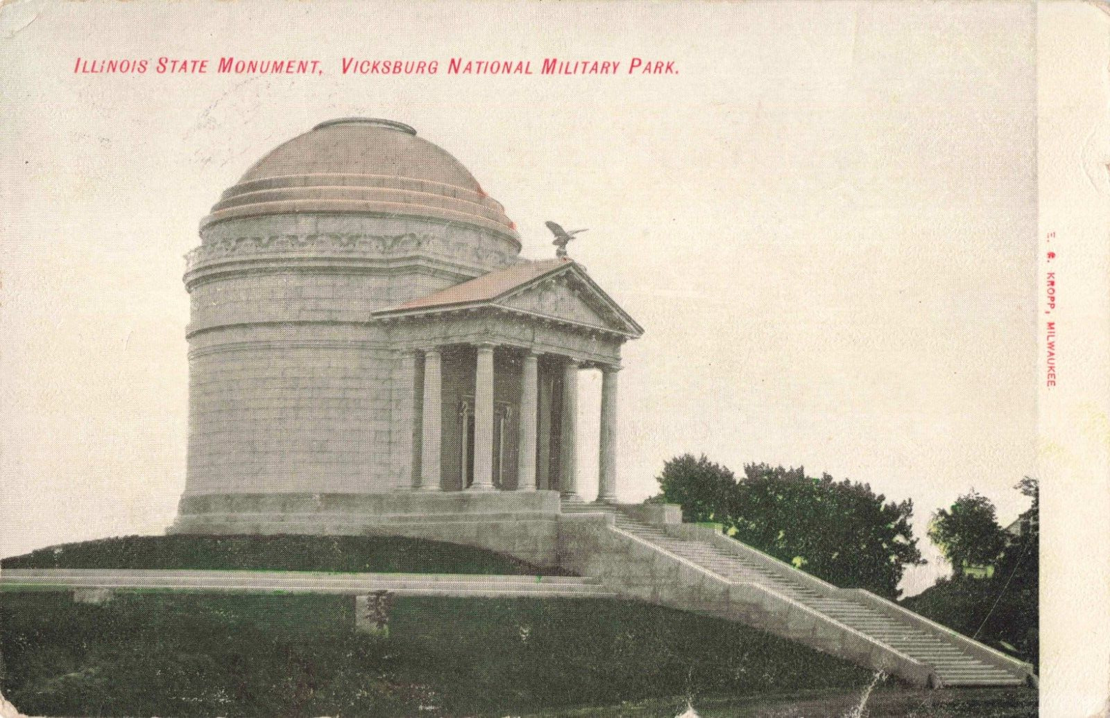 Vicksburg MS Mississippi, Illinois State Memorial Monument, Vintage Postcard