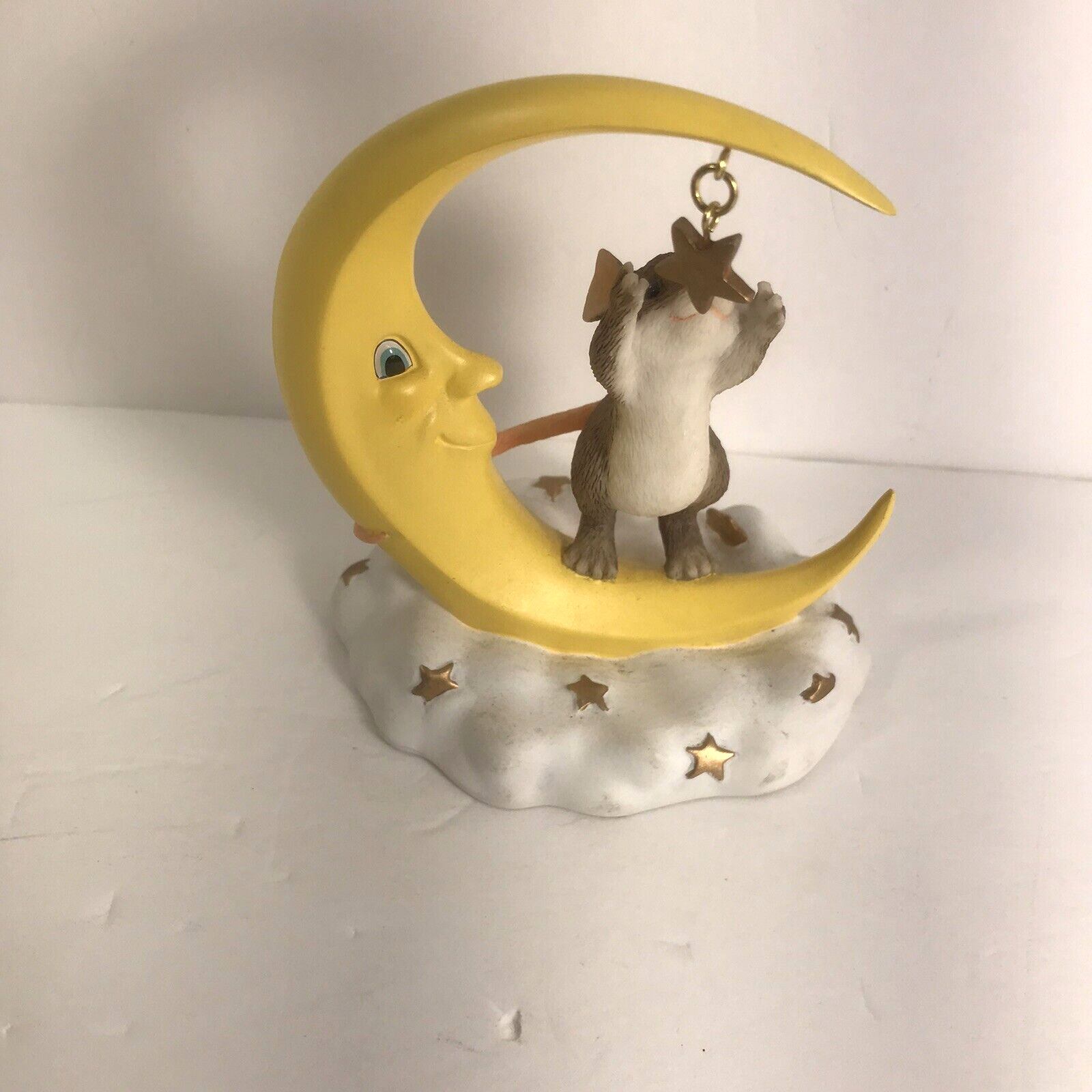 Fitz & Floyd Charming Tails “Reach For The Stars”Mouse Moon Star Cloud Figurine