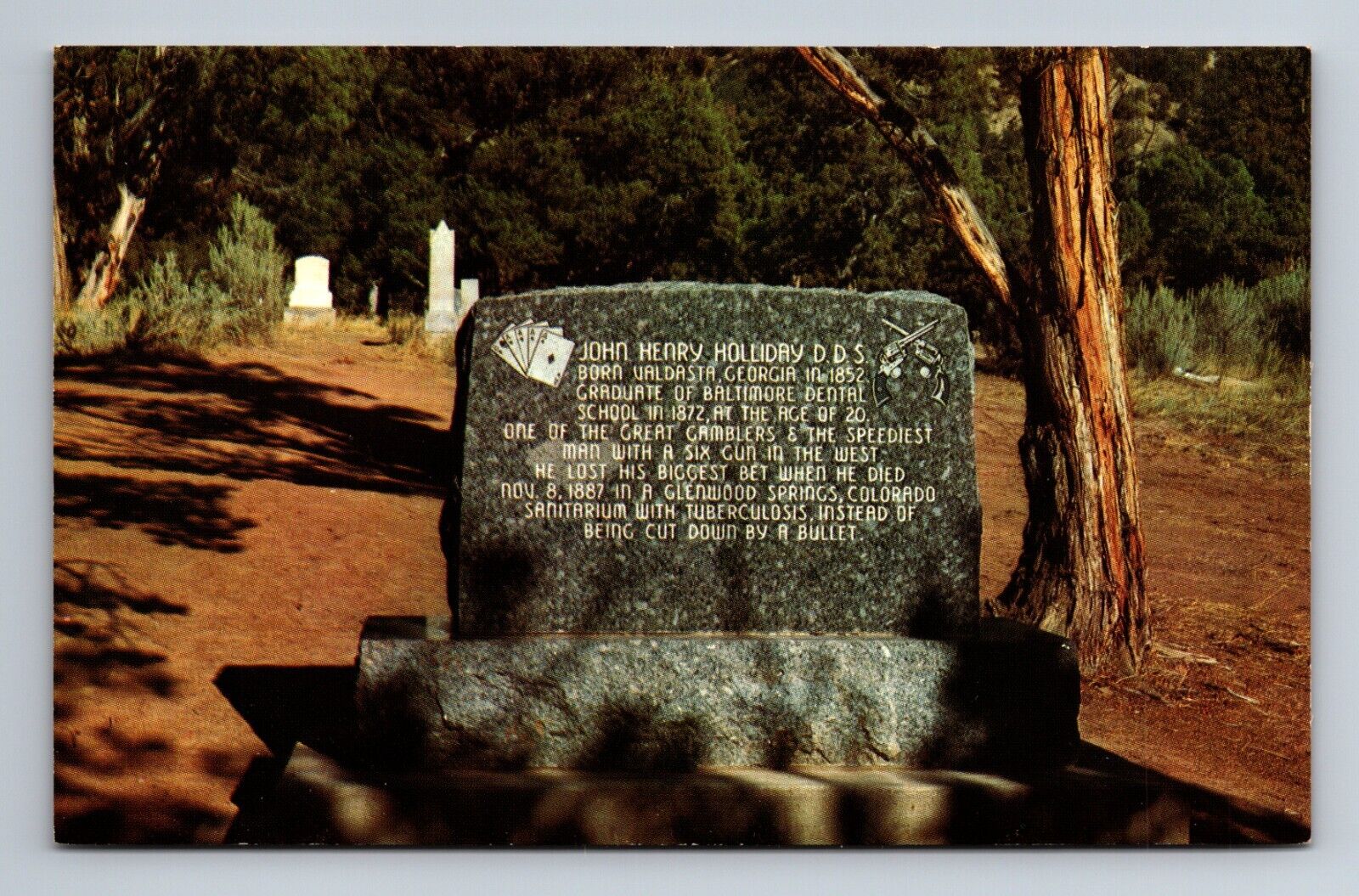 Doc Holliday\'s Grave Tombstone Cemetery Glenwood Springs Colorado Postcard