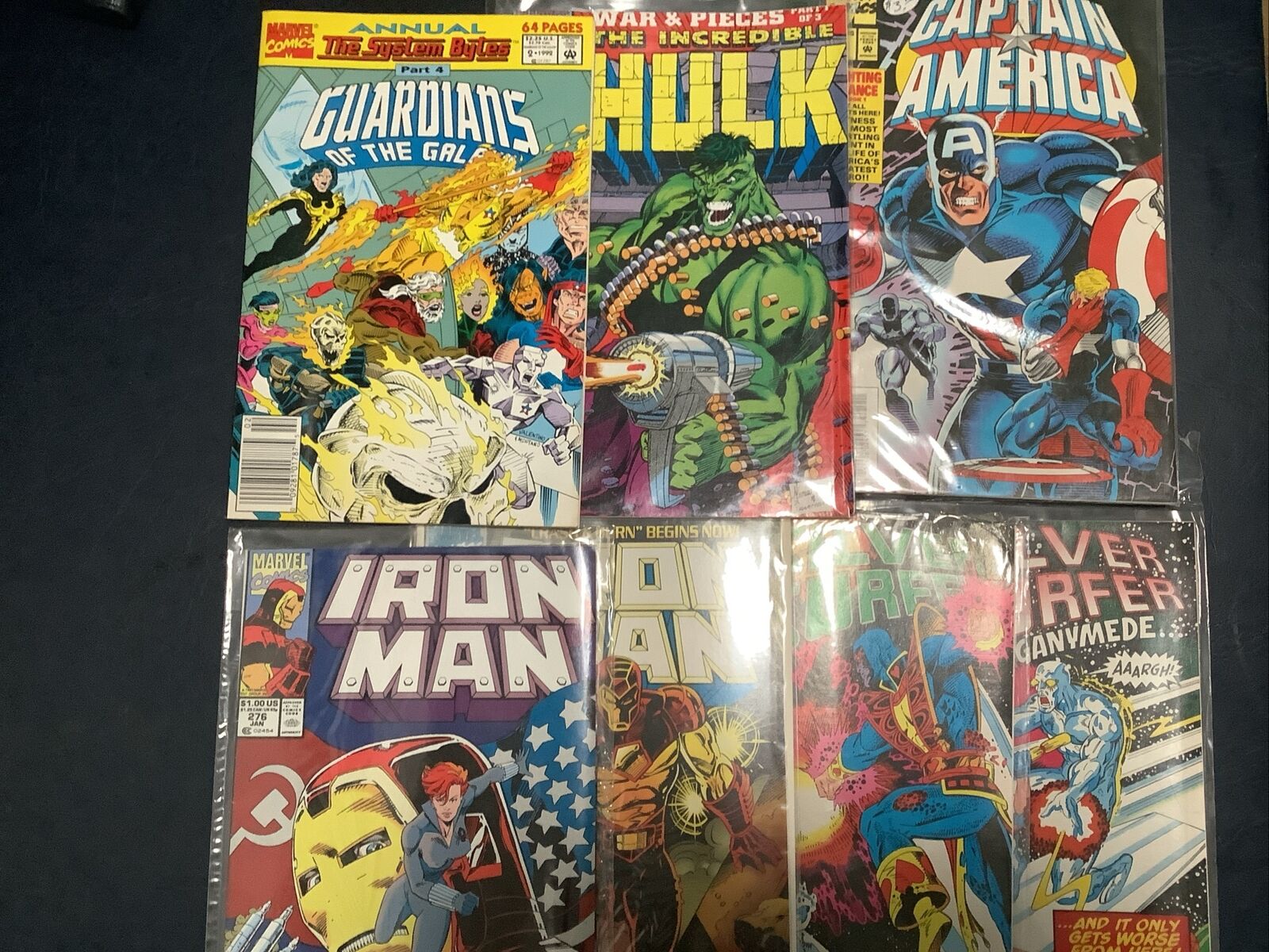 Marvel lot Iron Man 276,301 Silver Surfer 76,81. Hulk 390, Cpt America 425 GG 2