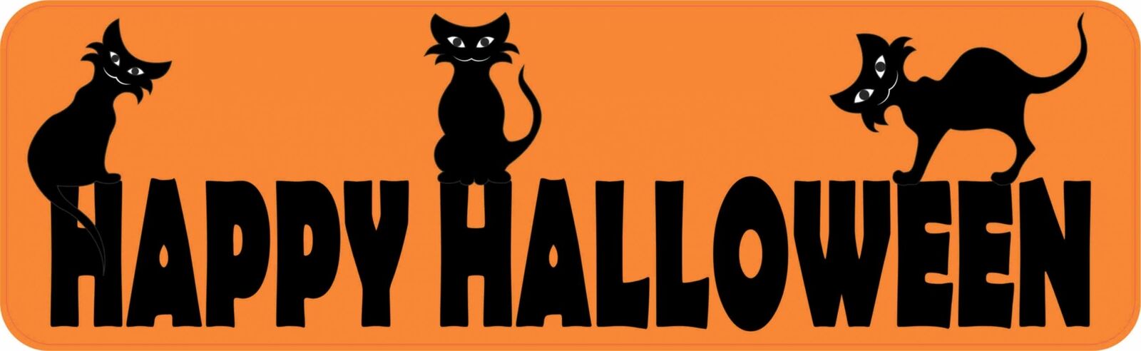 10x3 Orange Happy Halloween Bumper Magnet Magnetic Cats Magnets Holiday Decal