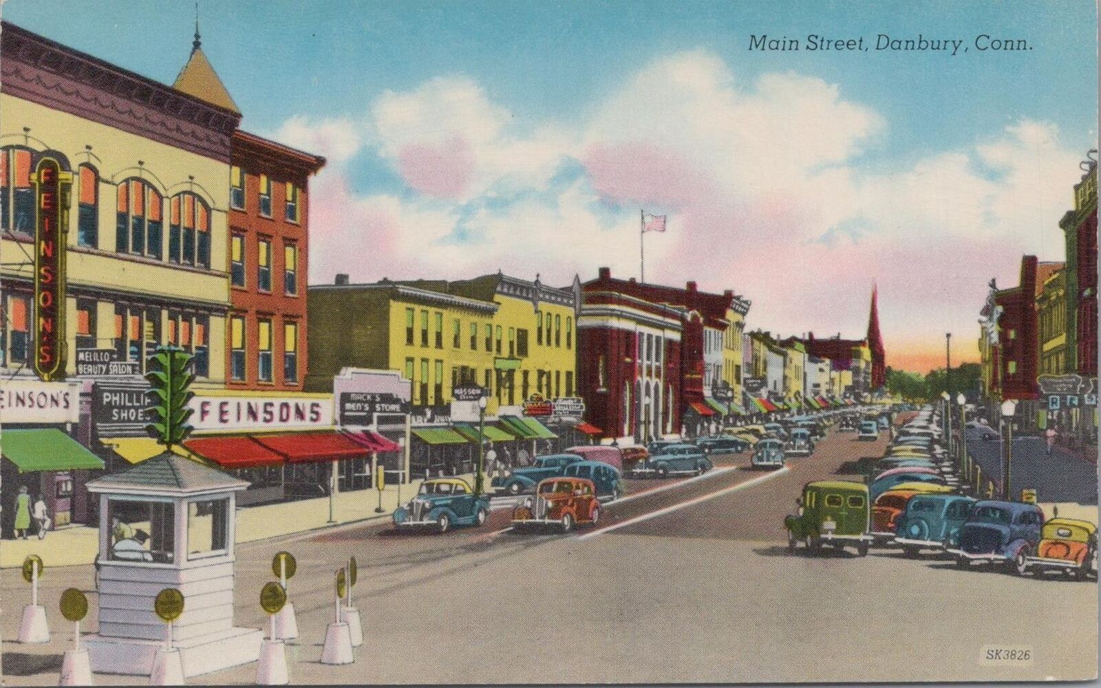 Postcard Main Street Danbury CT 