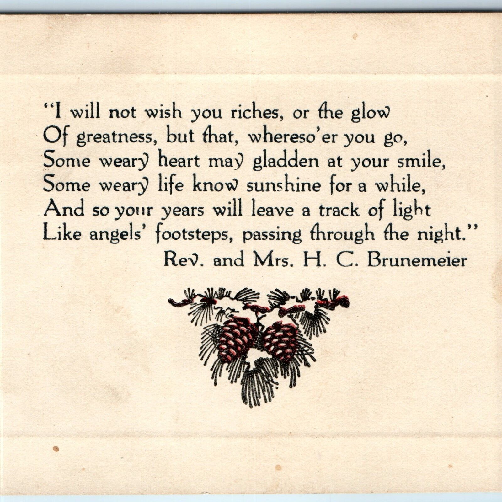 c1900s Christmas Poem Greetings Card Mason City, IA Rev H.C Brunemeier Trade C10