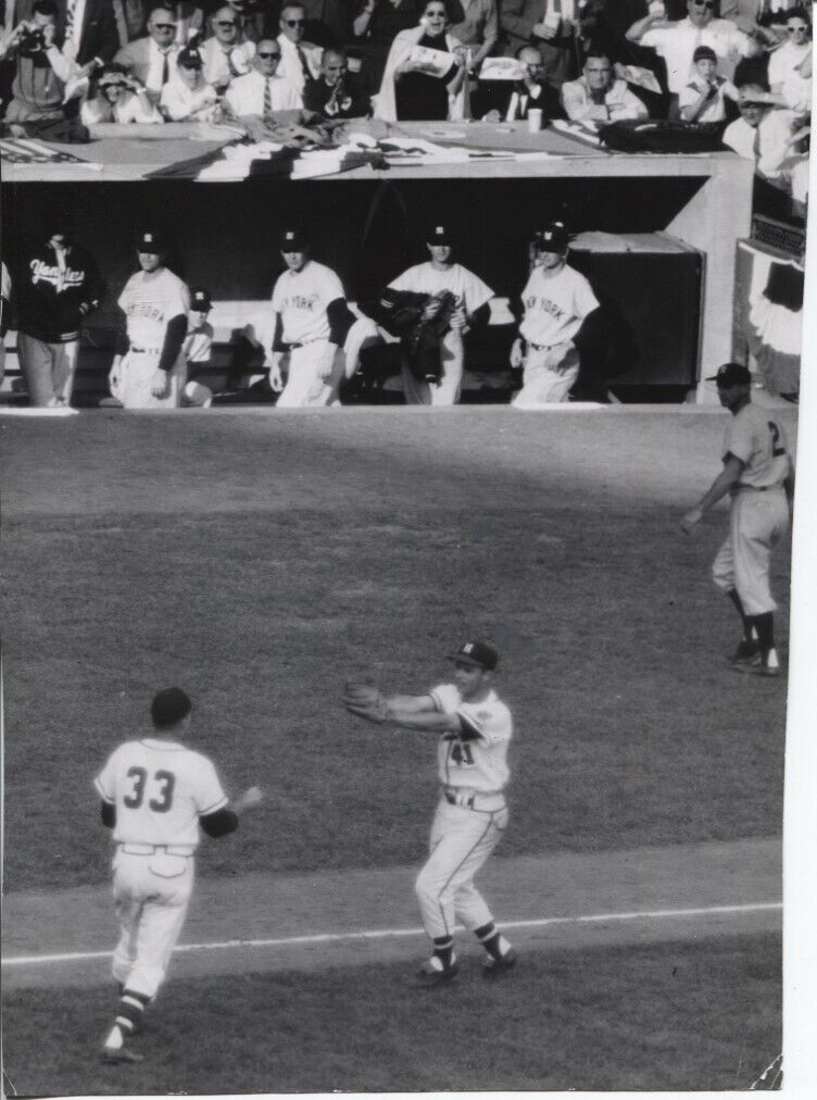 1957 Press Photo Yankees v Braves World Series Lew Burdette & Eddie Mathews