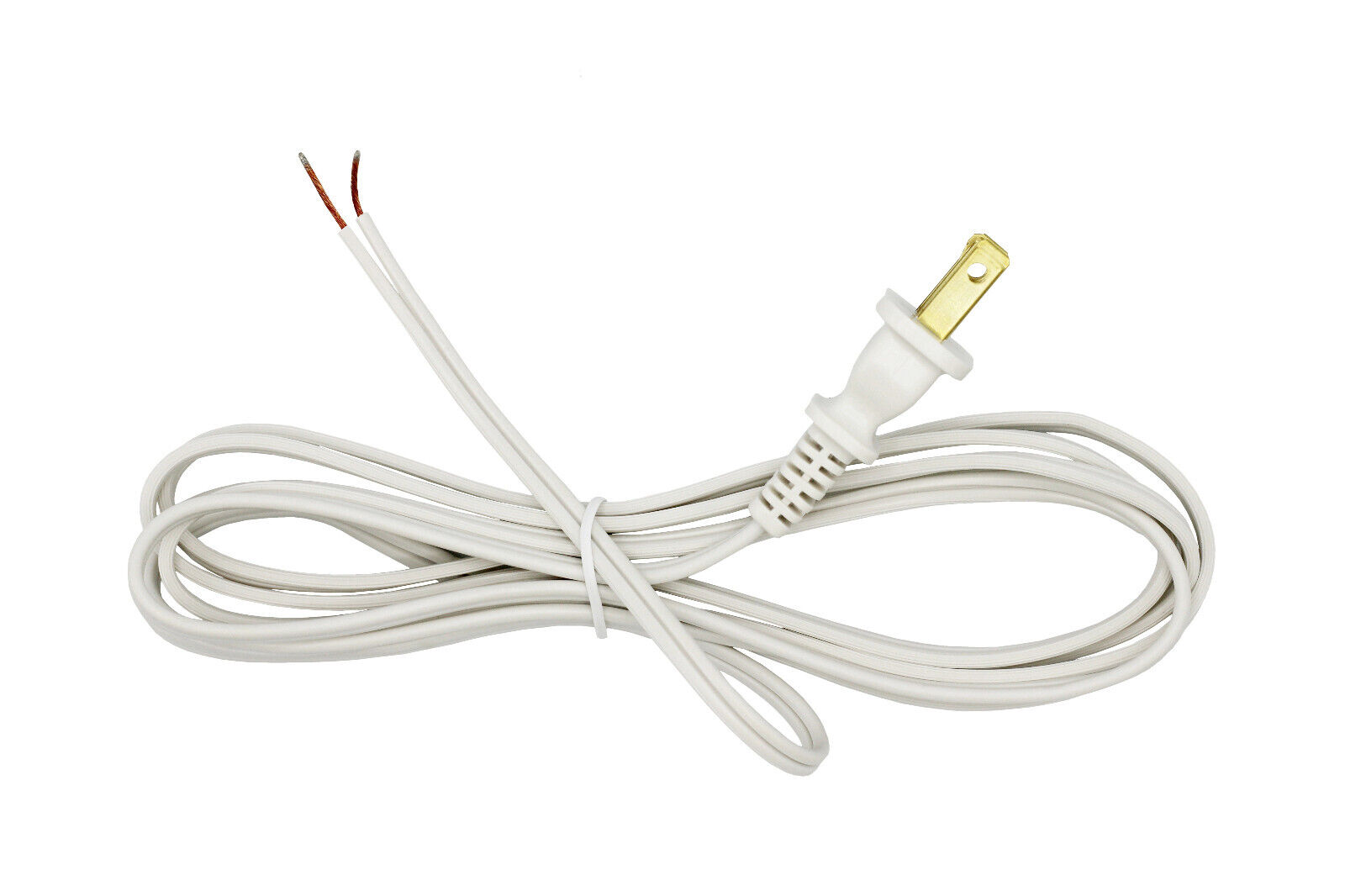 White Lamp Cord, 12 Foot Long Replacement Repair Part, 18/2 SPT-1 Wire 