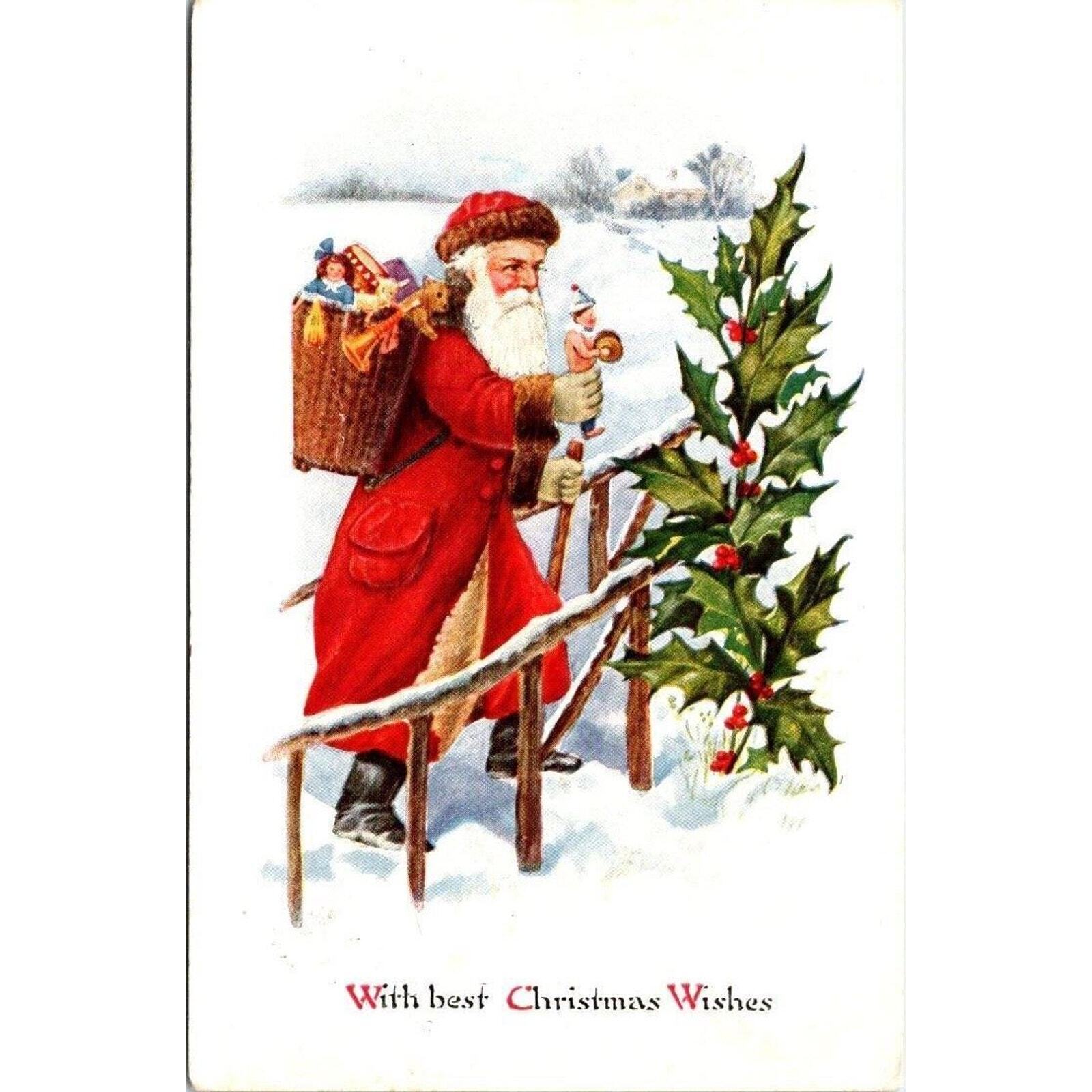 The White Grocery, Minnesota Vintage Postcard Christmas Advertising Santa