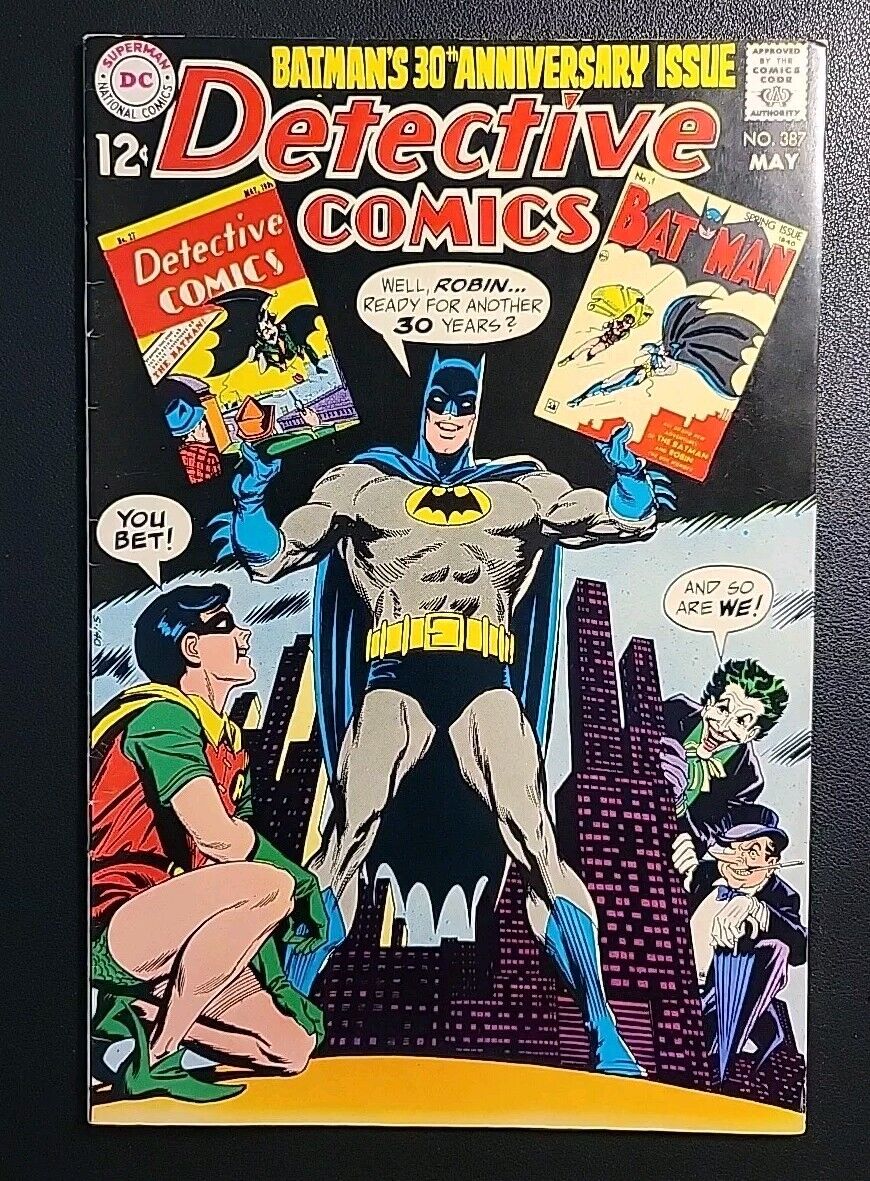 DETECTIVE COMICS #387 1969 VF- 🔑 REPRINTS 1ST BATMAN APP JOKER+PENGUIN COVER