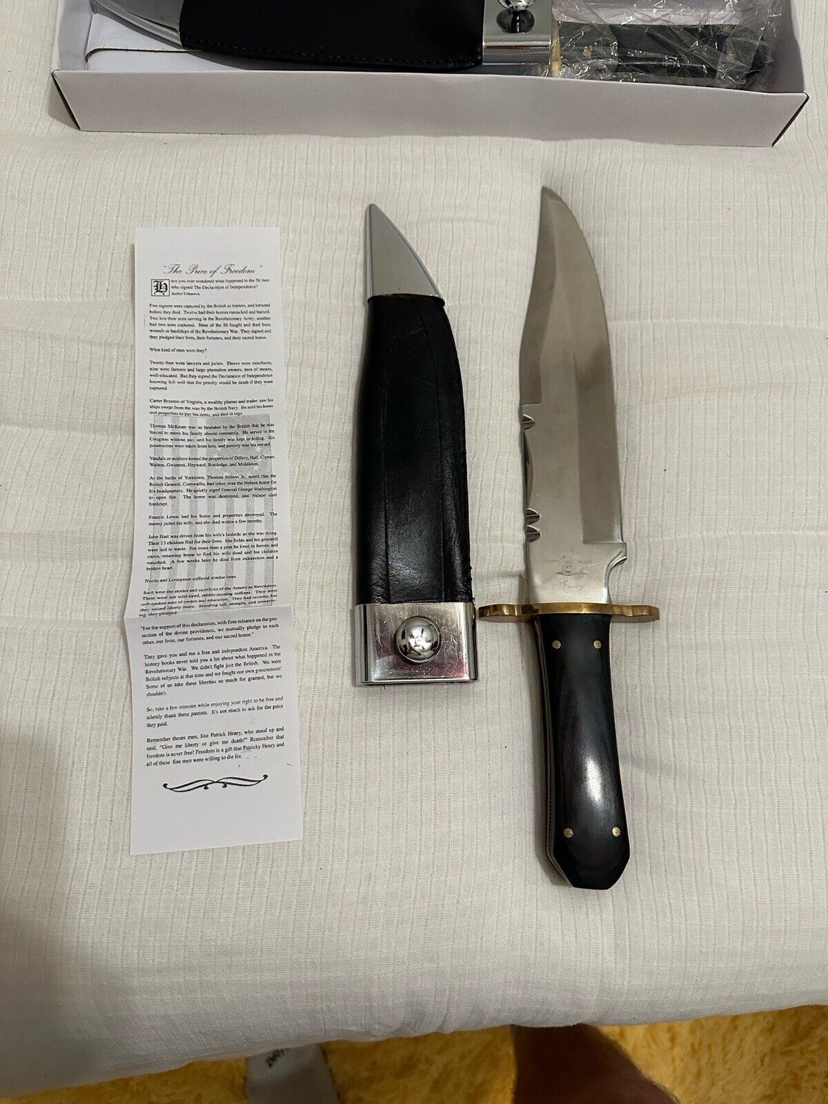 Patrick Henry “Give Me Liberty Or Give Me Death” Bowie Knife