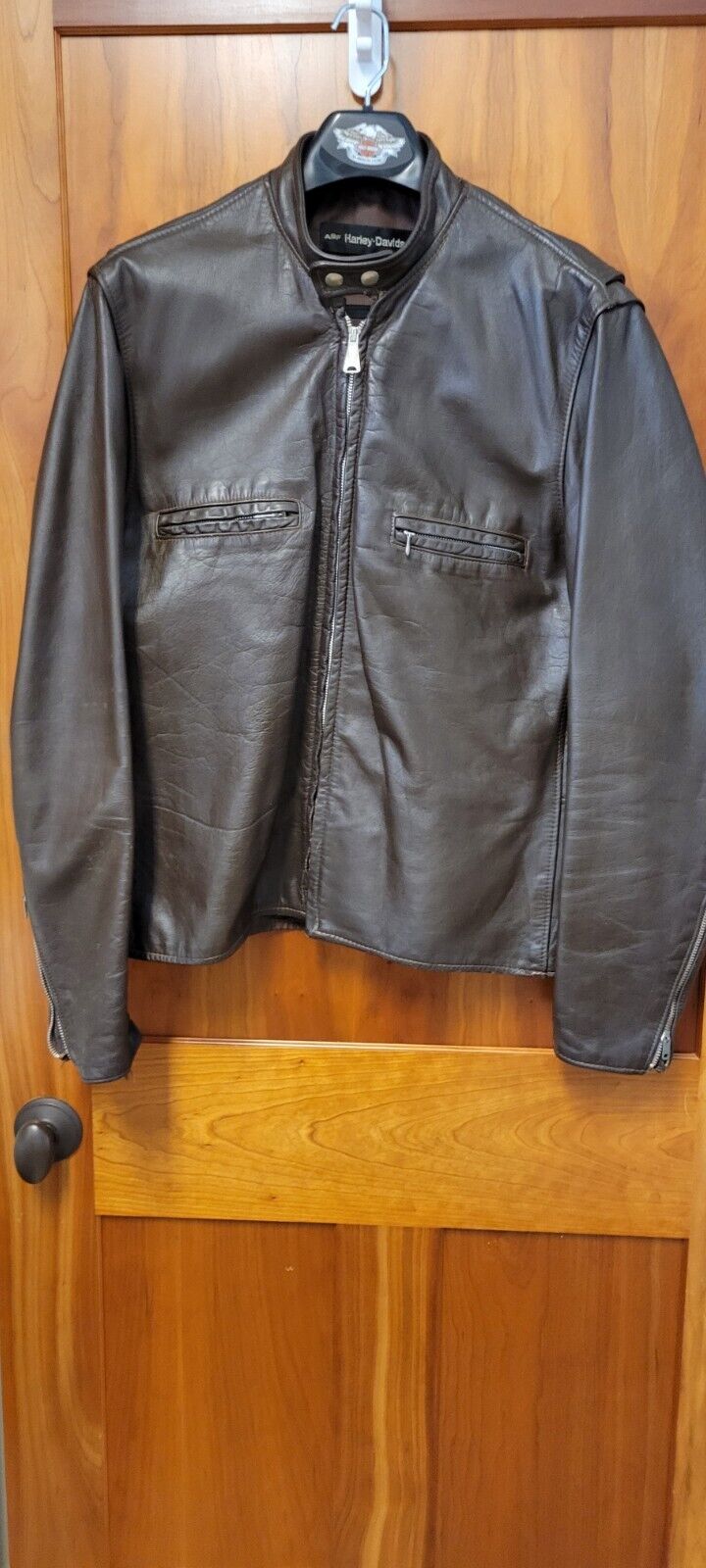 Vintage 1970\'s Harley Davidson/AMF Leather Jacket Cafe Racer Brown Size 42