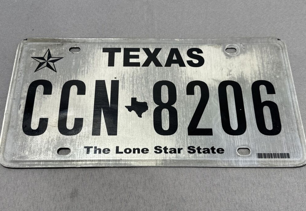 Texas License Plate White Black TX 2012 Lone Star State CCN 8206 Car Vehicle vtg