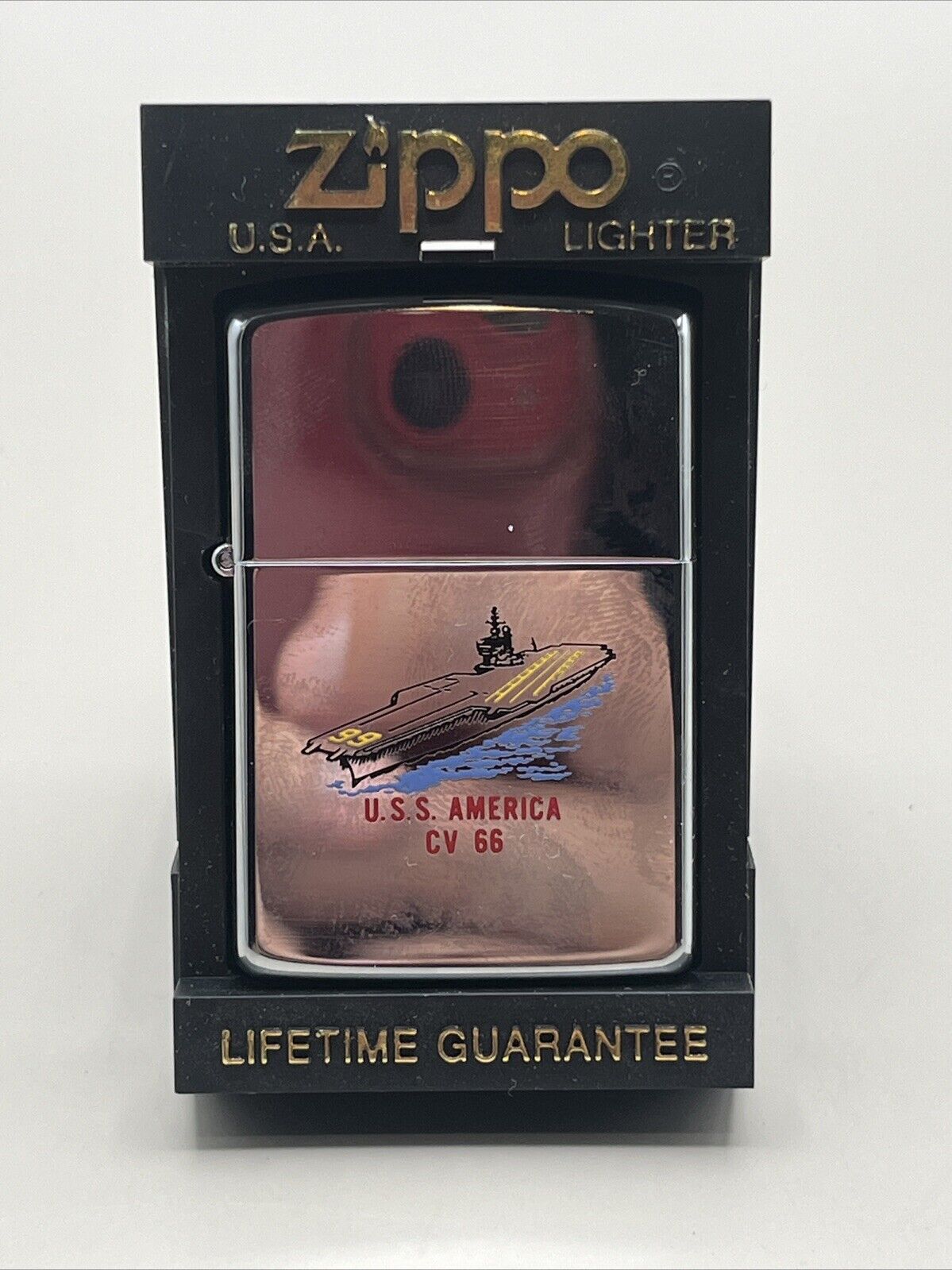 Vintage 1988 Zippo Lighter USS America CV-66 Unstruck