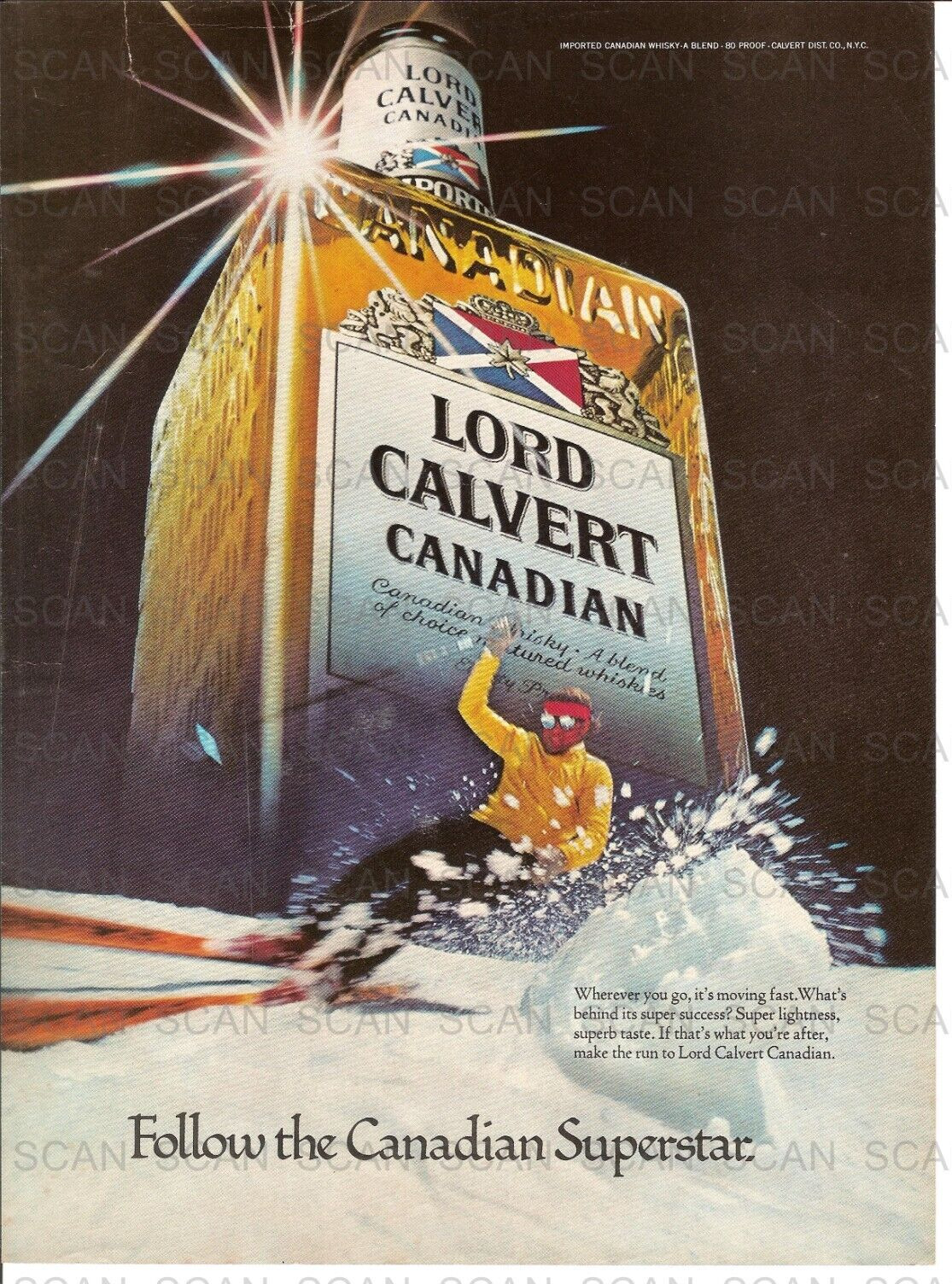 1979 Lord Calvert Canadian Whisky Vintage Magazine Ad    \'Downhill Skiing\'