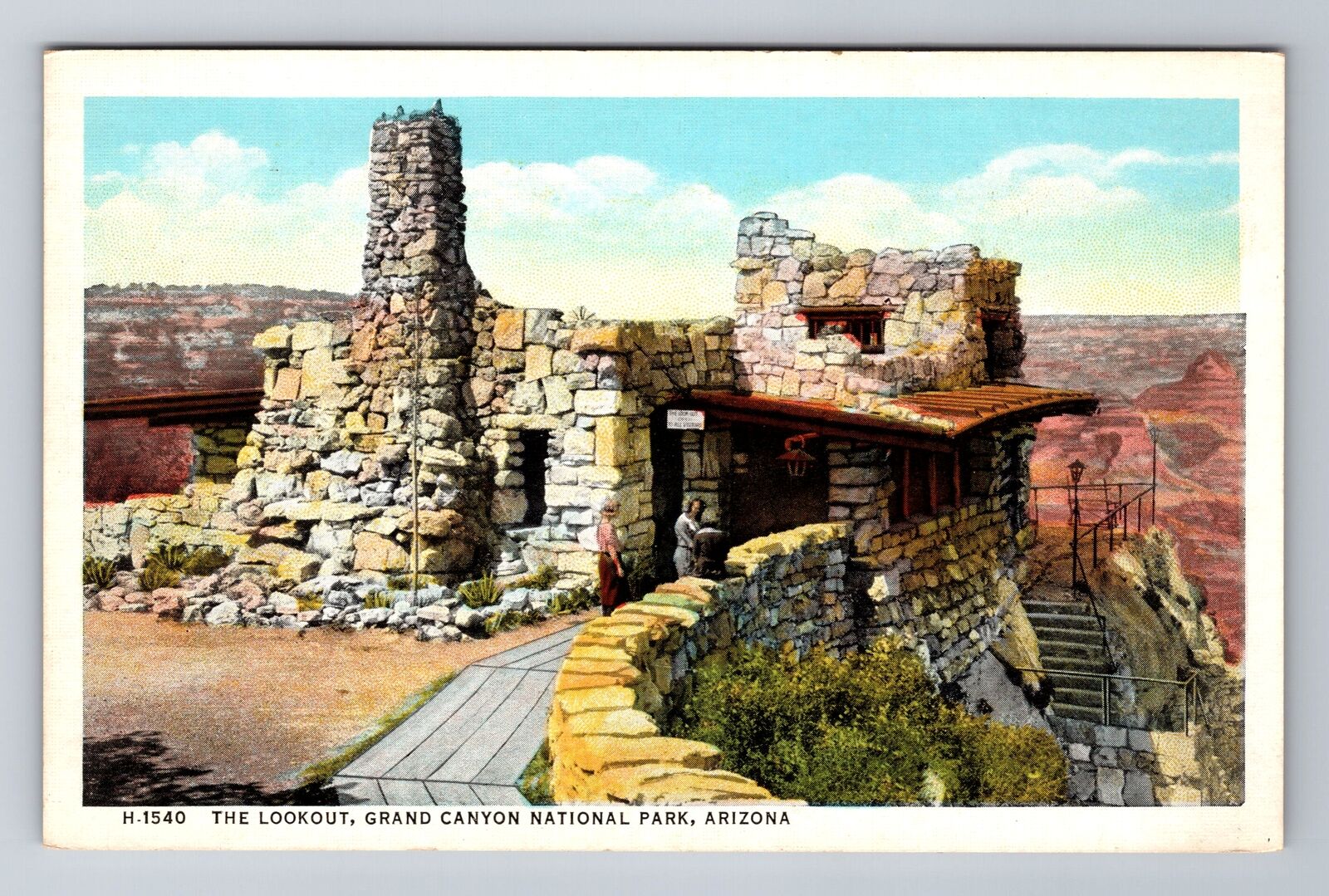 Grand Canyon Natl Park AZ-Arizona, the Lookout, Vintage Souvenir Postcard