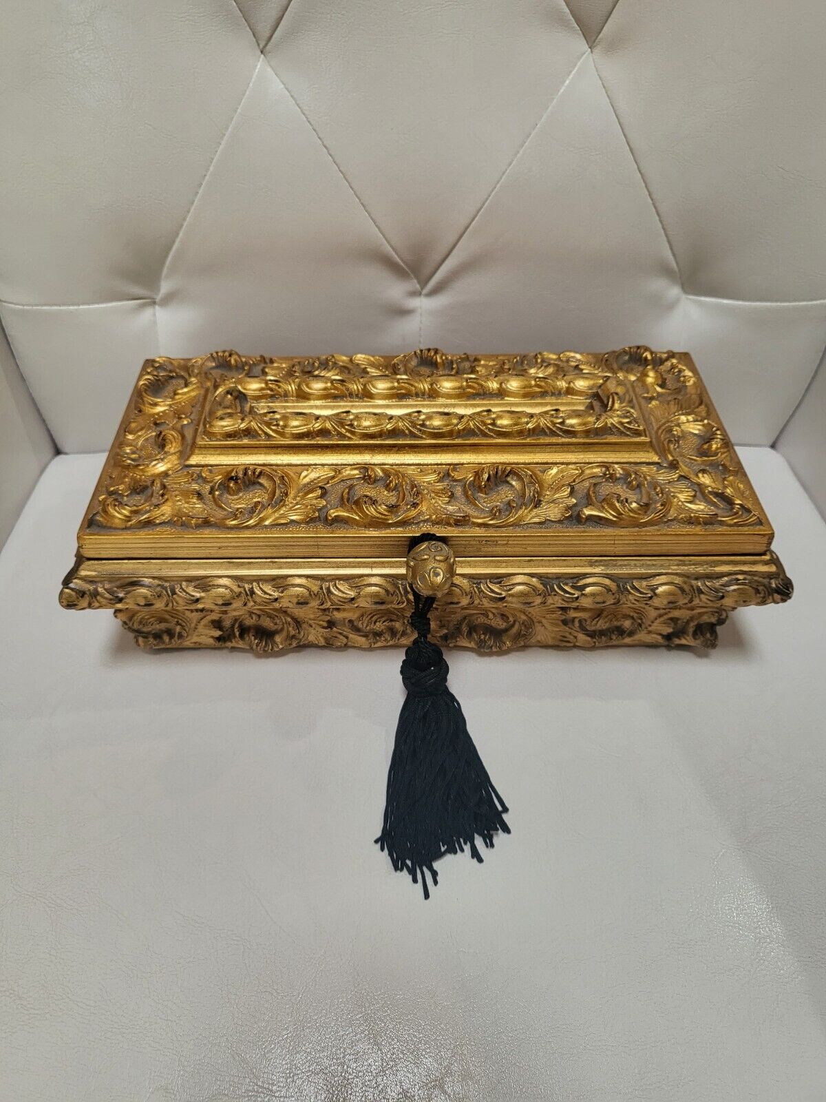 Vintage Wooden Gold Gilt Box
