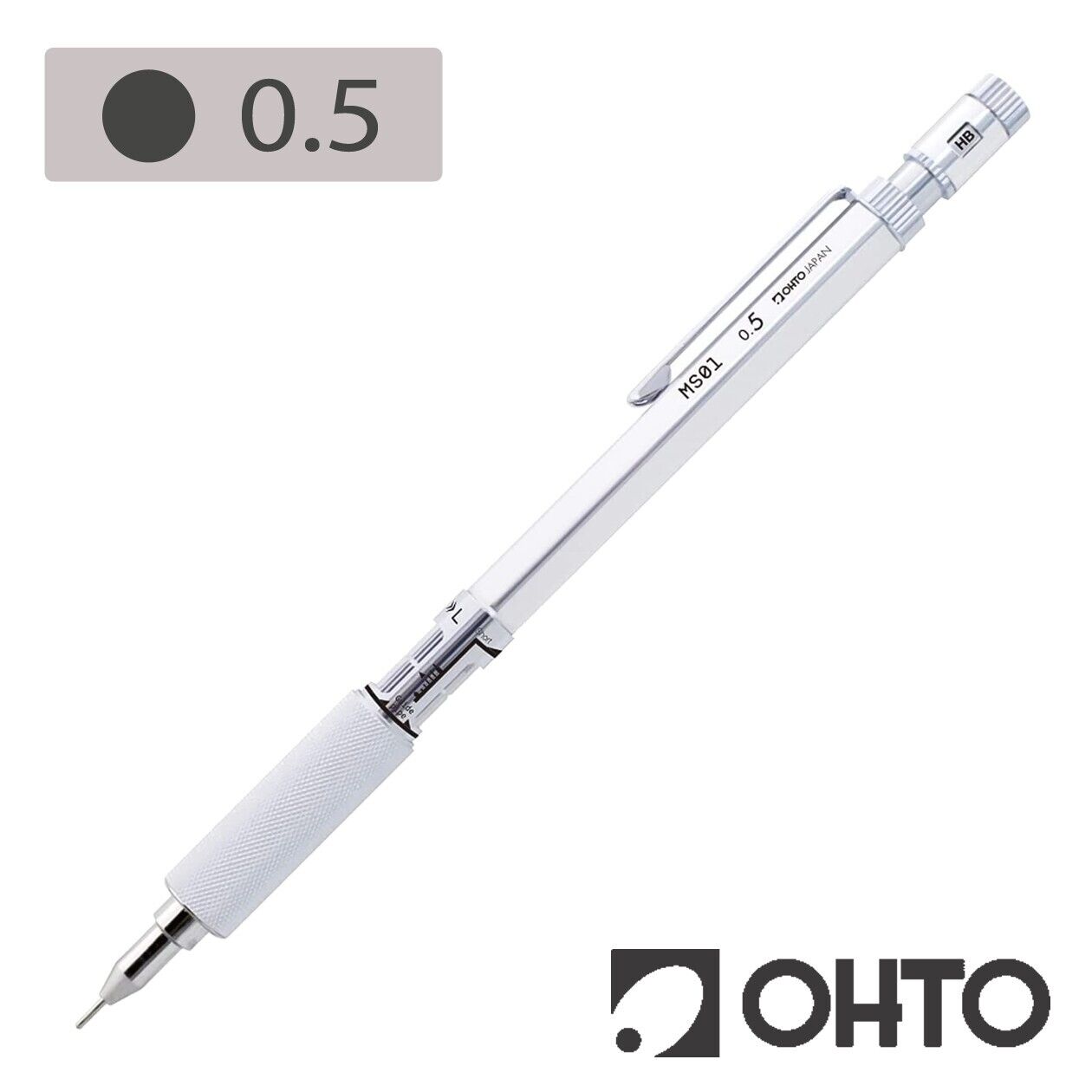 OHTO Aluminum Knurled Grip Mechanical Pencil  MS01 0.5mm Made in Japan